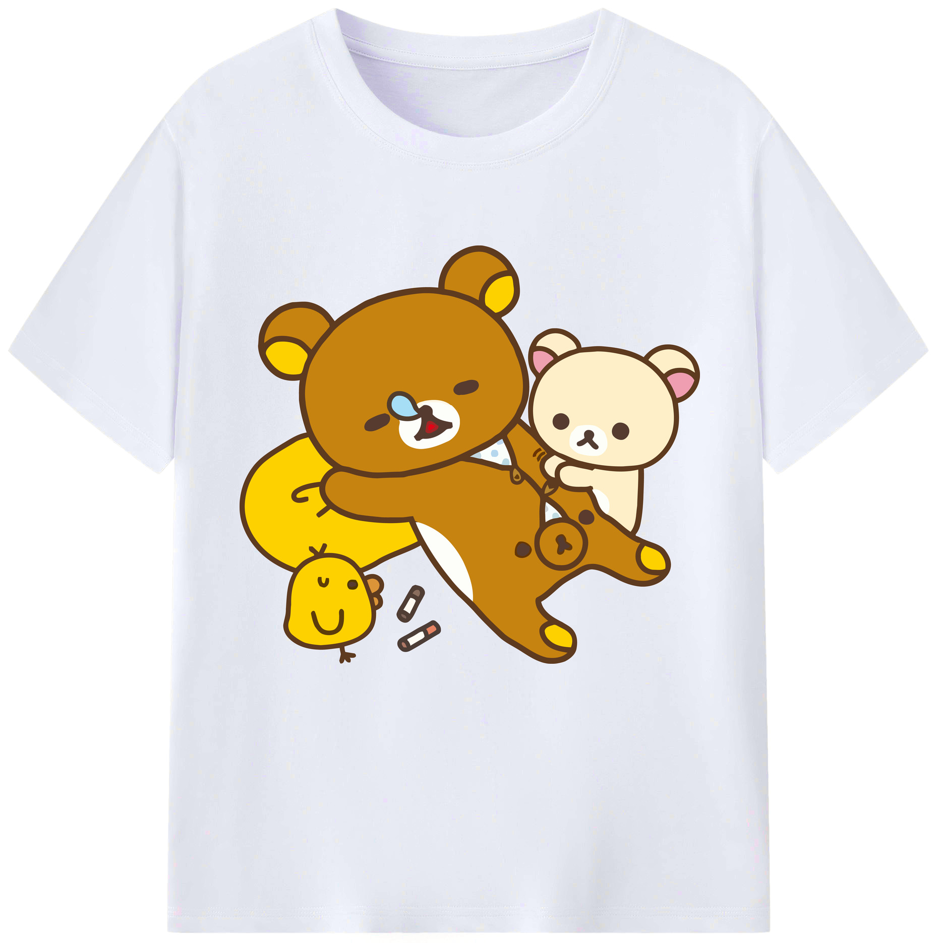 （画像用） リラックマ リラックマ キイロイトリ Rilakkuma Korilakkuma Kiiroitori レディースカジュアルプリントTシャツ（綿100％）