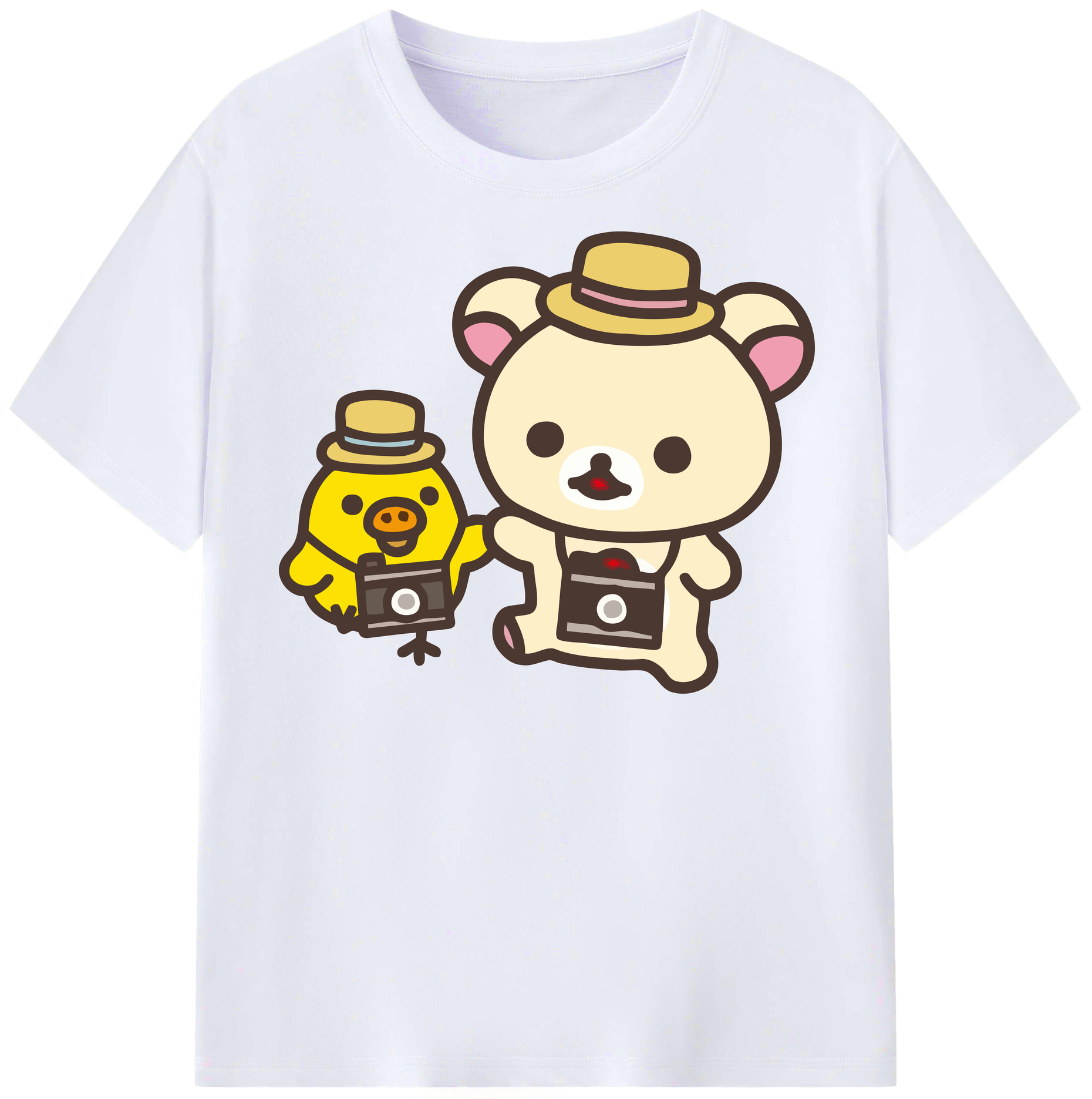 （画像用） リラックマ リラックマ キイロイトリ Rilakkuma Korilakkuma Kiiroitori レディースカジュアルプリントTシャツ（綿100％）
