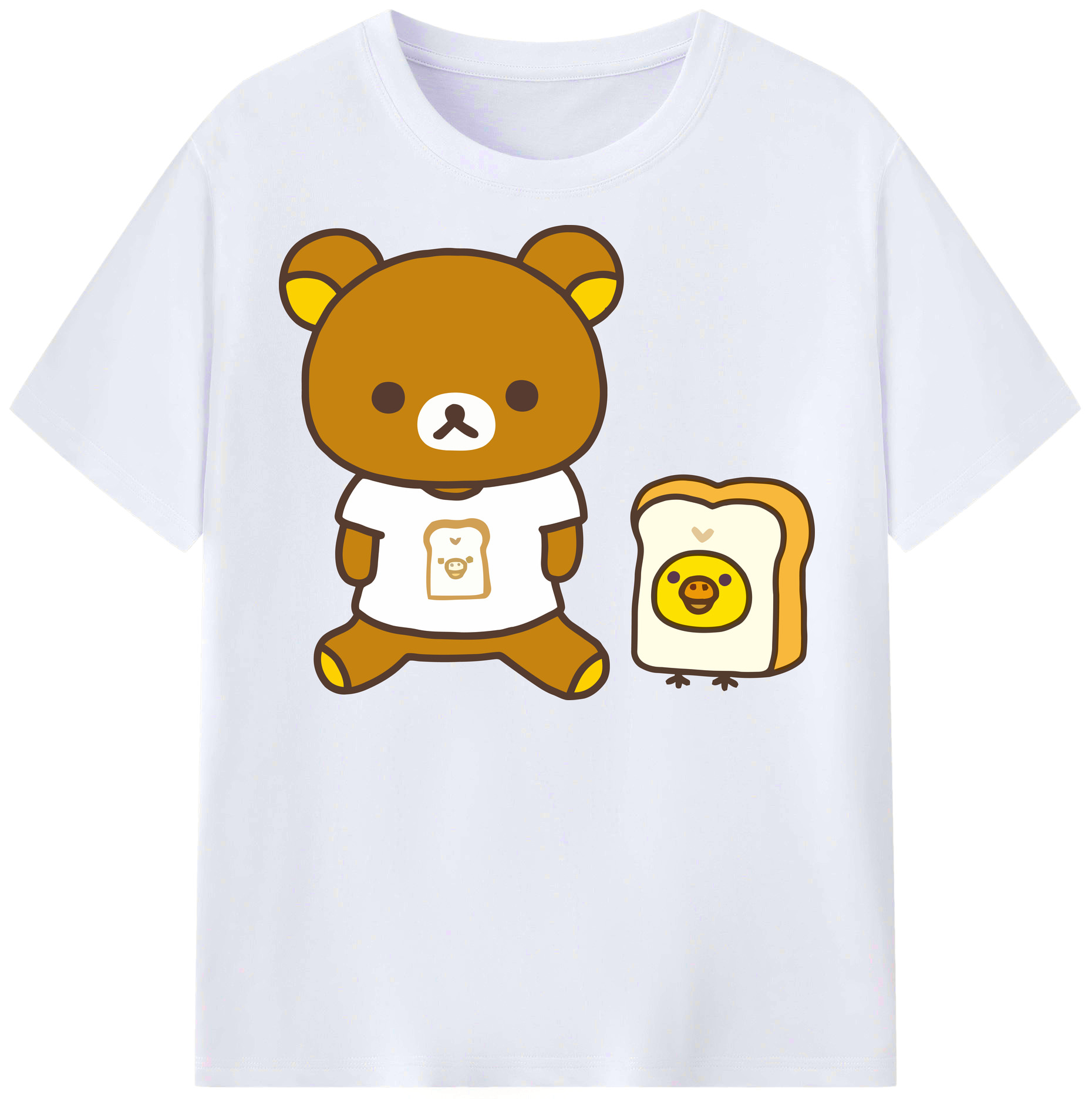 （画像用） リラックマ リラックマ キイロイトリ Rilakkuma Korilakkuma Kiiroitori レディースカジュアルプリントTシャツ（綿100％）