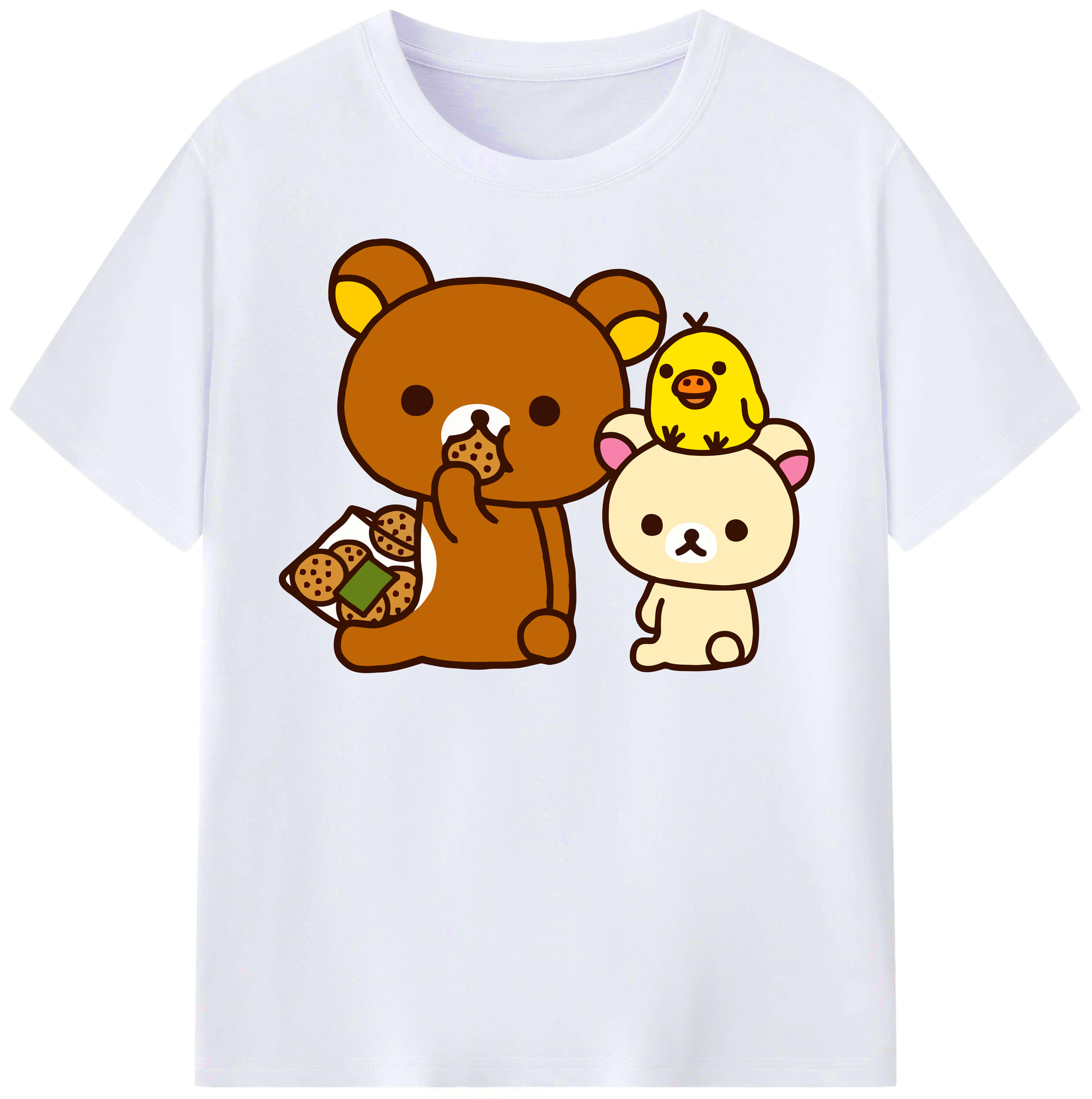 （画像用） リラックマ リラックマ キイロイトリ Rilakkuma Korilakkuma Kiiroitori レディースカジュアルプリントTシャツ（綿100％）
