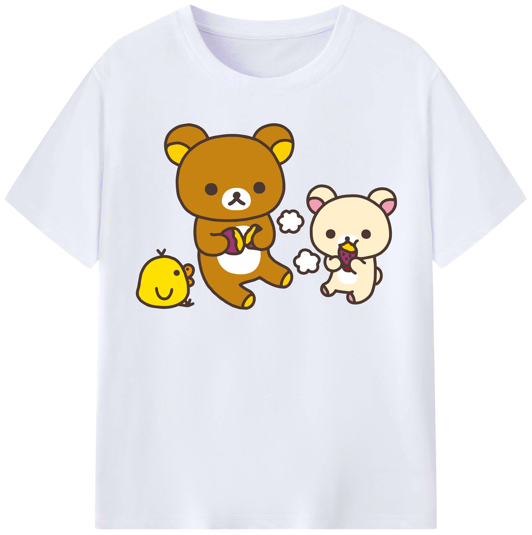 （画像用） リラックマ リラックマ キイロイトリ Rilakkuma Korilakkuma Kiiroitori レディースカジュアルプリントTシャツ（綿100％）