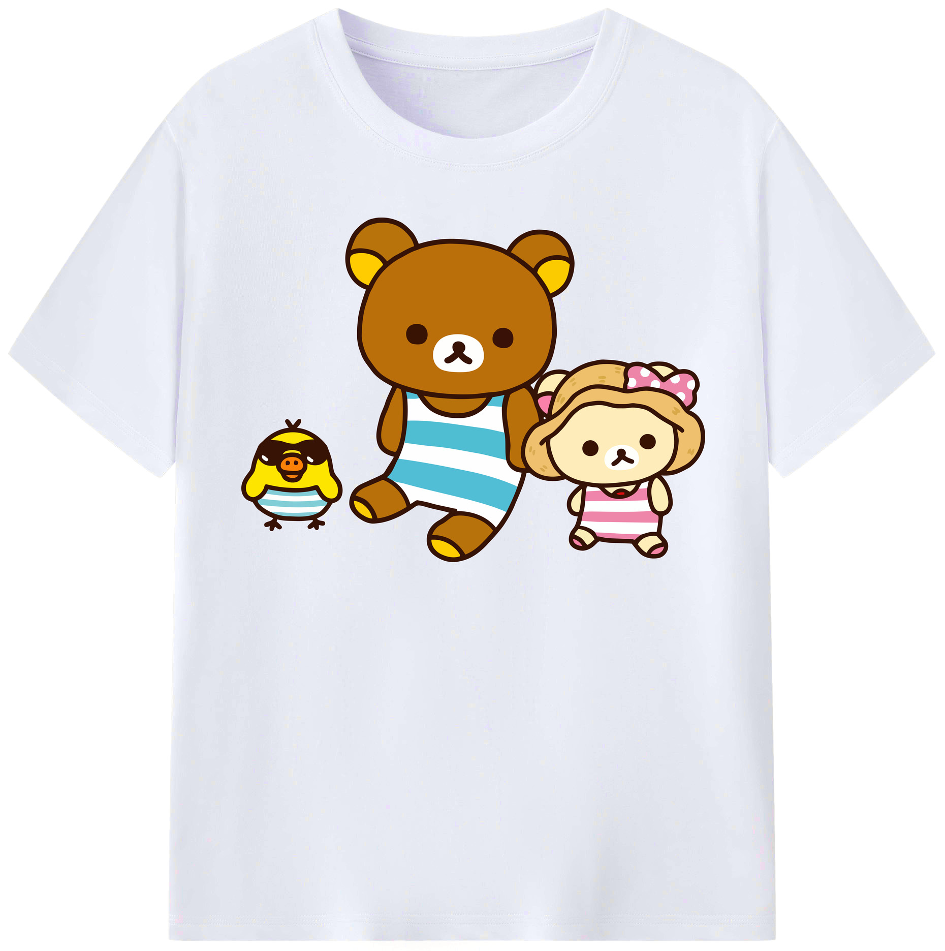 （画像用） リラックマ リラックマ キイロイトリ Rilakkuma Korilakkuma Kiiroitori レディースカジュアルプリントTシャツ（綿100％）