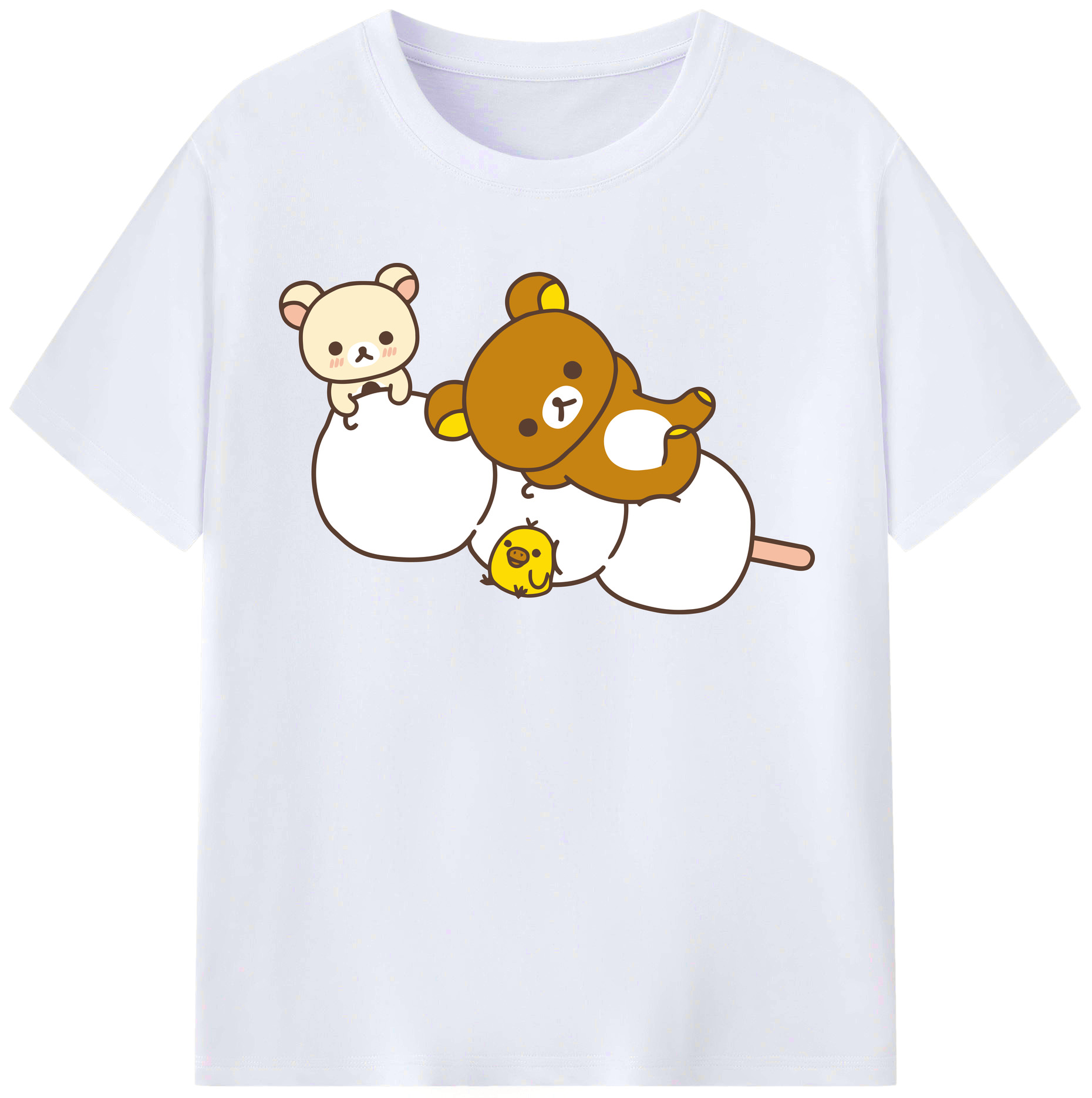 （画像用） リラックマ リラックマ キイロイトリ Rilakkuma Korilakkuma Kiiroitori レディースカジュアルプリントTシャツ（綿100％）
