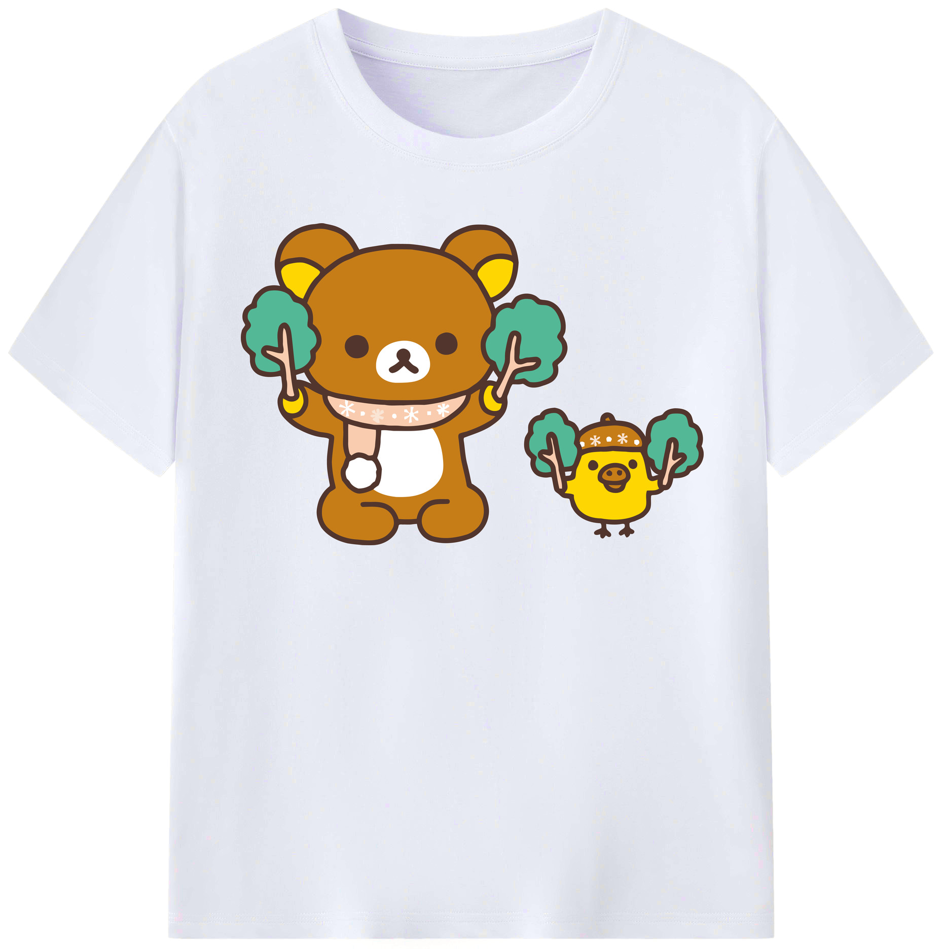 （画像用） リラックマ リラックマ キイロイトリ Rilakkuma Korilakkuma Kiiroitori レディースカジュアルプリントTシャツ（綿100％）