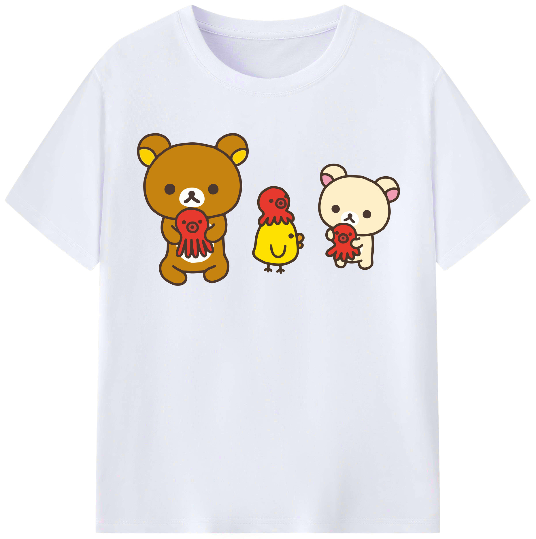 （画像用） リラックマ リラックマ キイロイトリ Rilakkuma Korilakkuma Kiiroitori レディースカジュアルプリントTシャツ（綿100％）