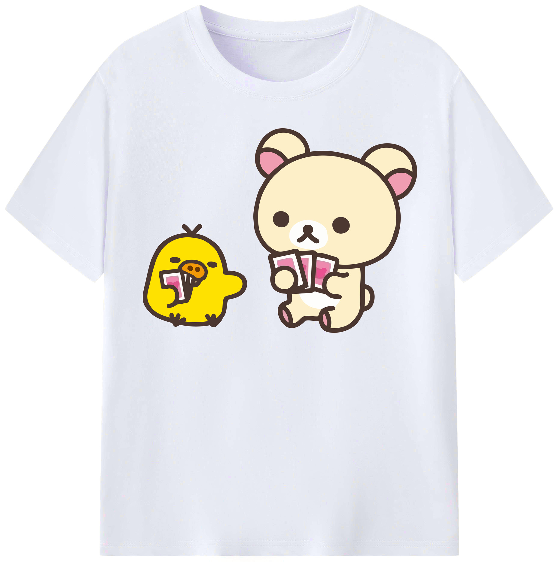 （画像用） リラックマ リラックマ キイロイトリ Rilakkuma Korilakkuma Kiiroitori レディースカジュアルプリントTシャツ（綿100％）