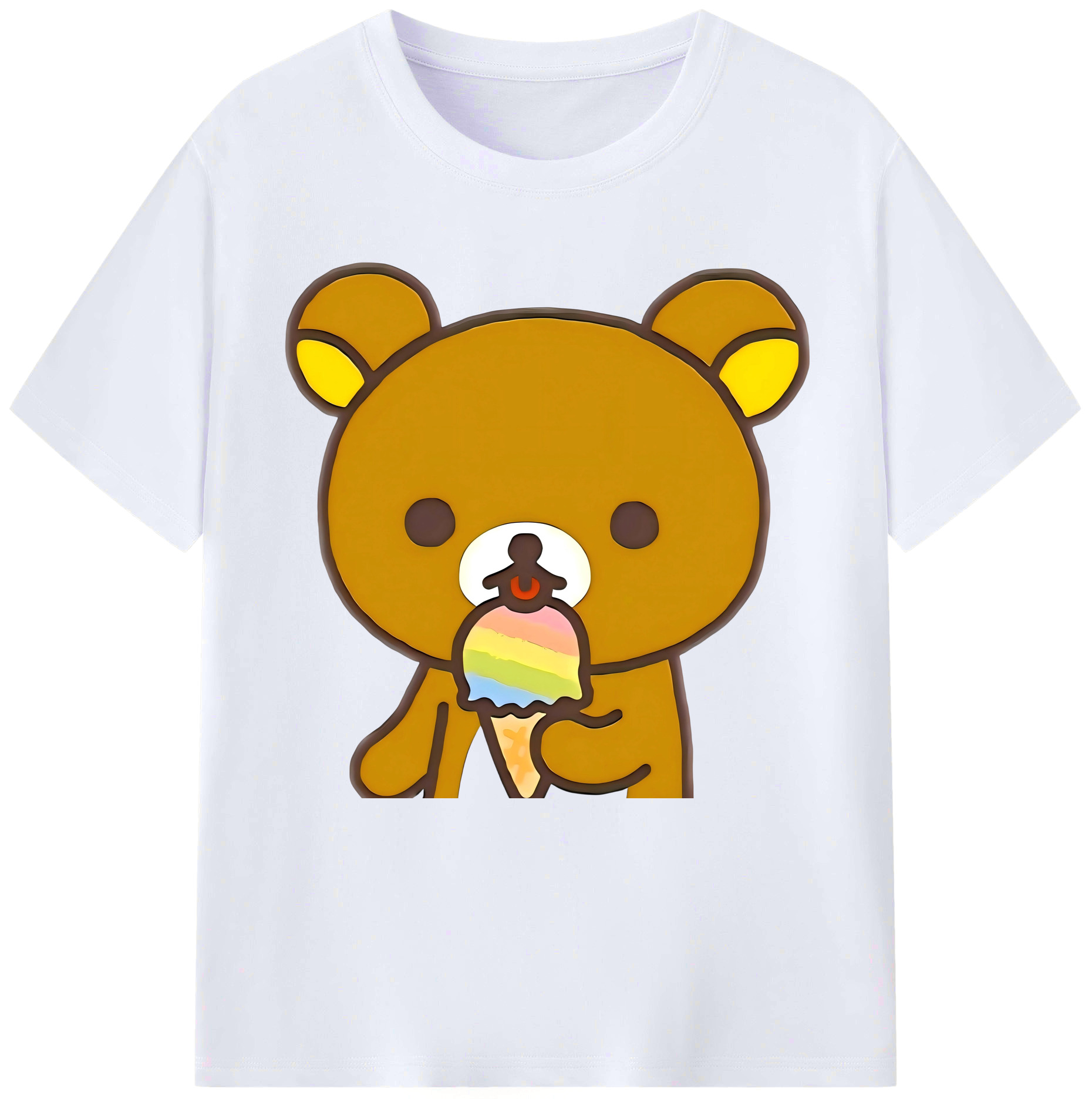 （画像用） リラックマ リラックマ キイロイトリ Rilakkuma Korilakkuma Kiiroitori レディースカジュアルプリントTシャツ（綿100％）
