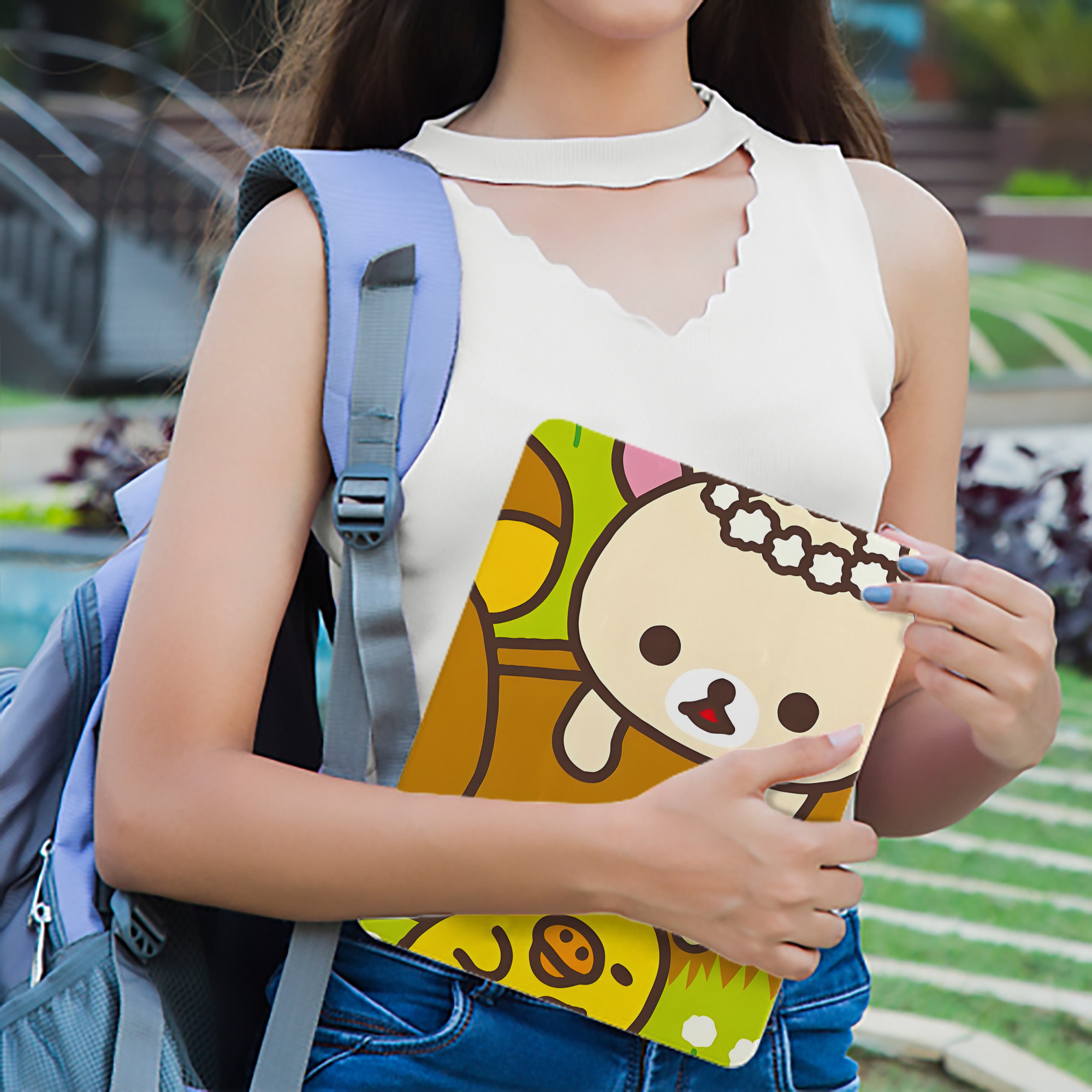 リラックマ リラックマ キイロイトリ Rilakkuma Korilakkuma Kiiroitori IPad ケース ブック型 PUレザー TPU 耐衝撃 軽量 薄型 ペン収納なし 全面保護 IPad 各モデル対応