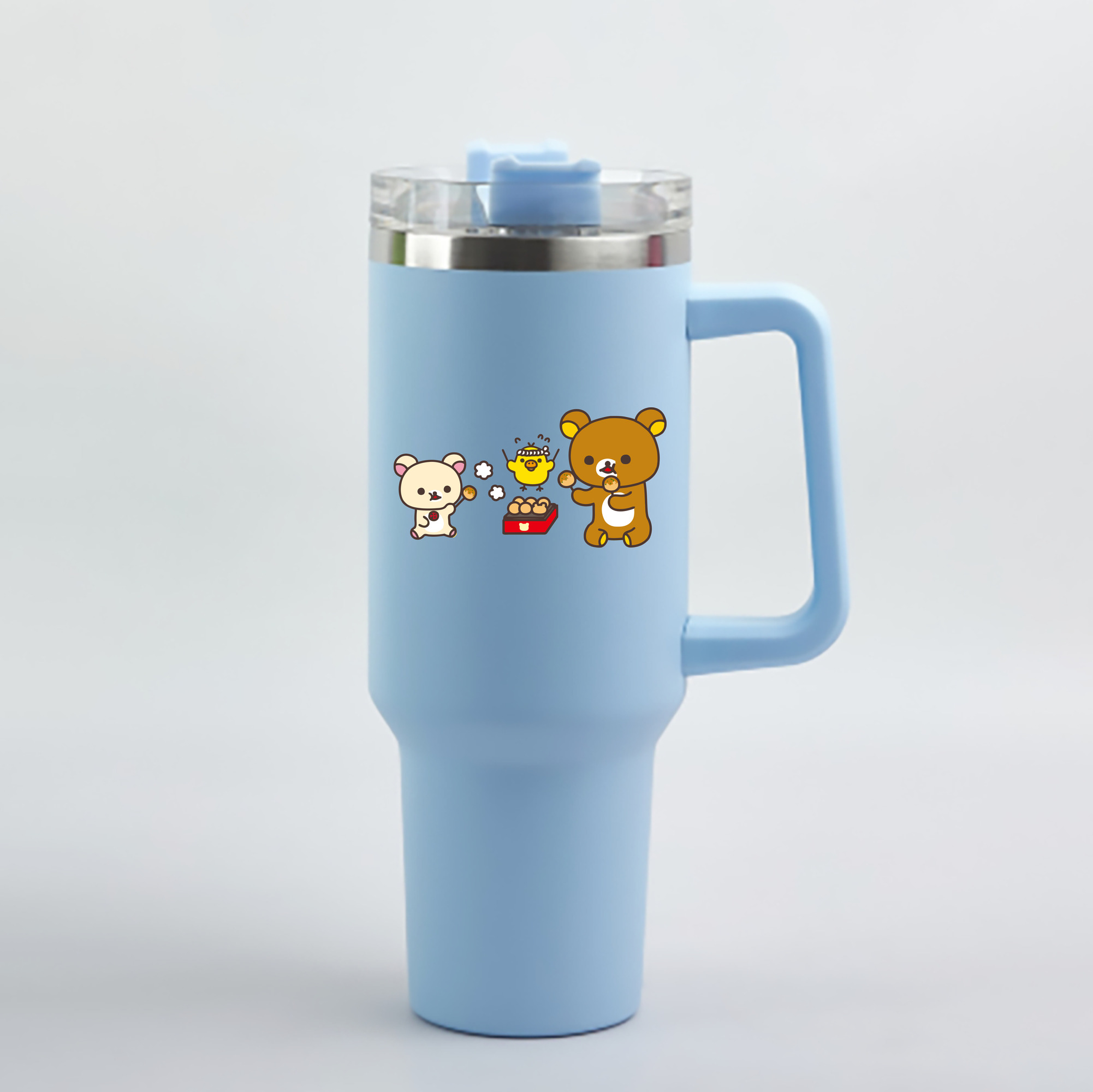 リラックマ リラックマ キイロイトリ Rilakkuma Korilakkuma Kiiroitori 1200mL車用タンブラー - クリスタルステッカー（プラスチックストロー付き）