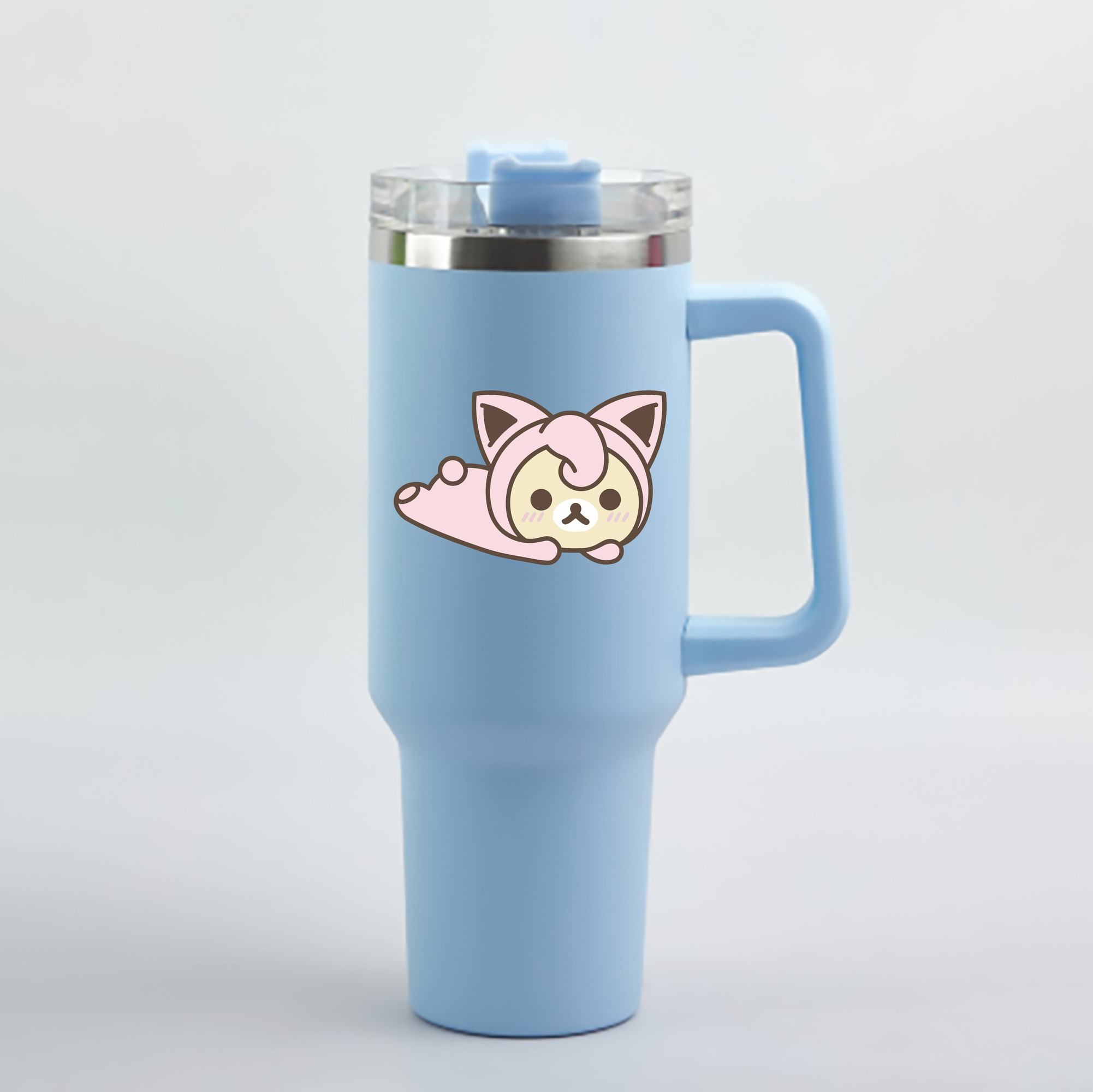 （画像用） リラックマ リラックマ キイロイトリ Rilakkuma Korilakkuma Kiiroitori 1200mL車用タンブラー - クリスタルステッカー（プラスチックストロー付き）