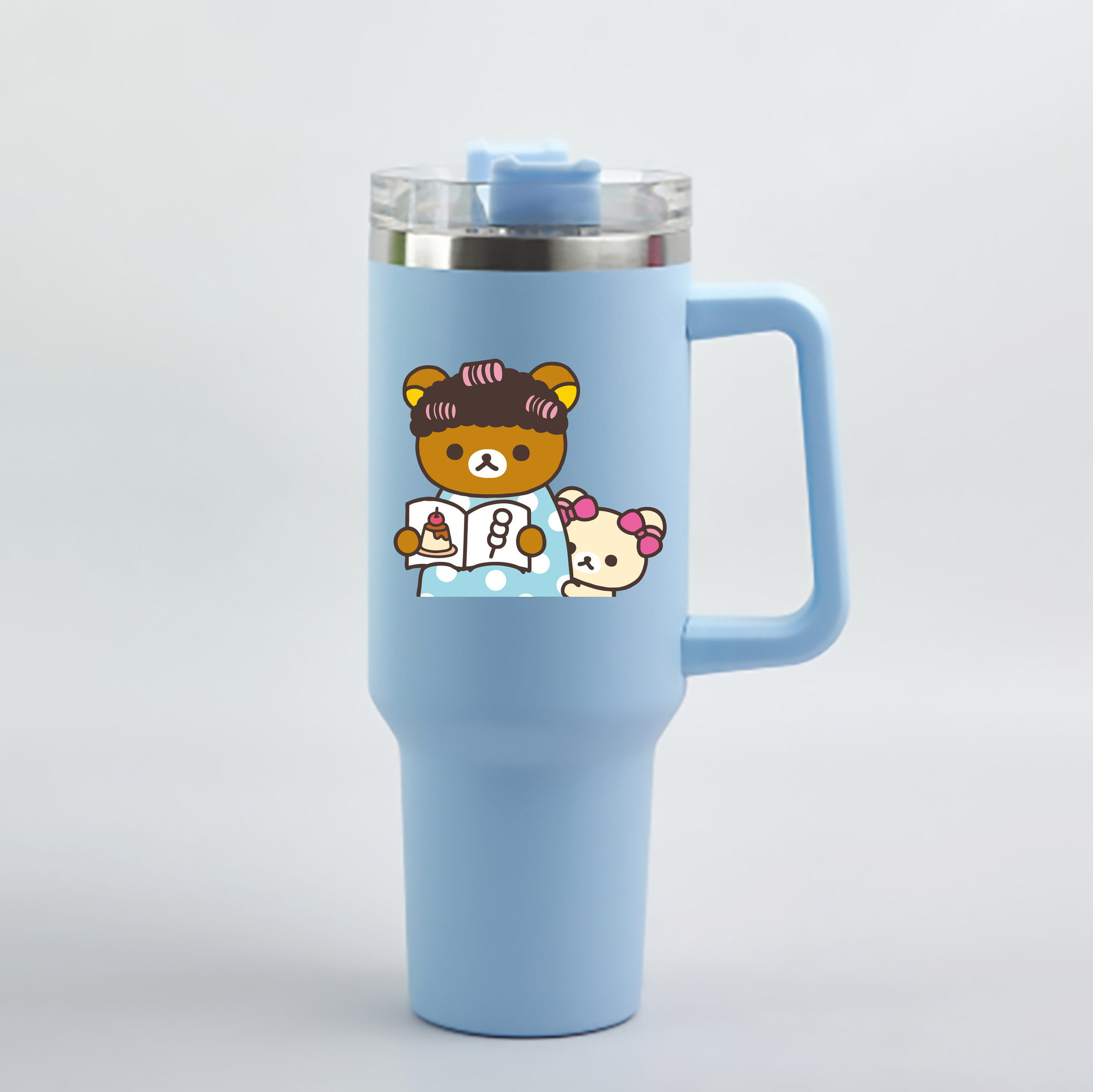 （画像用） リラックマ リラックマ キイロイトリ Rilakkuma Korilakkuma Kiiroitori 1200mL車用タンブラー - クリスタルステッカー（プラスチックストロー付き）