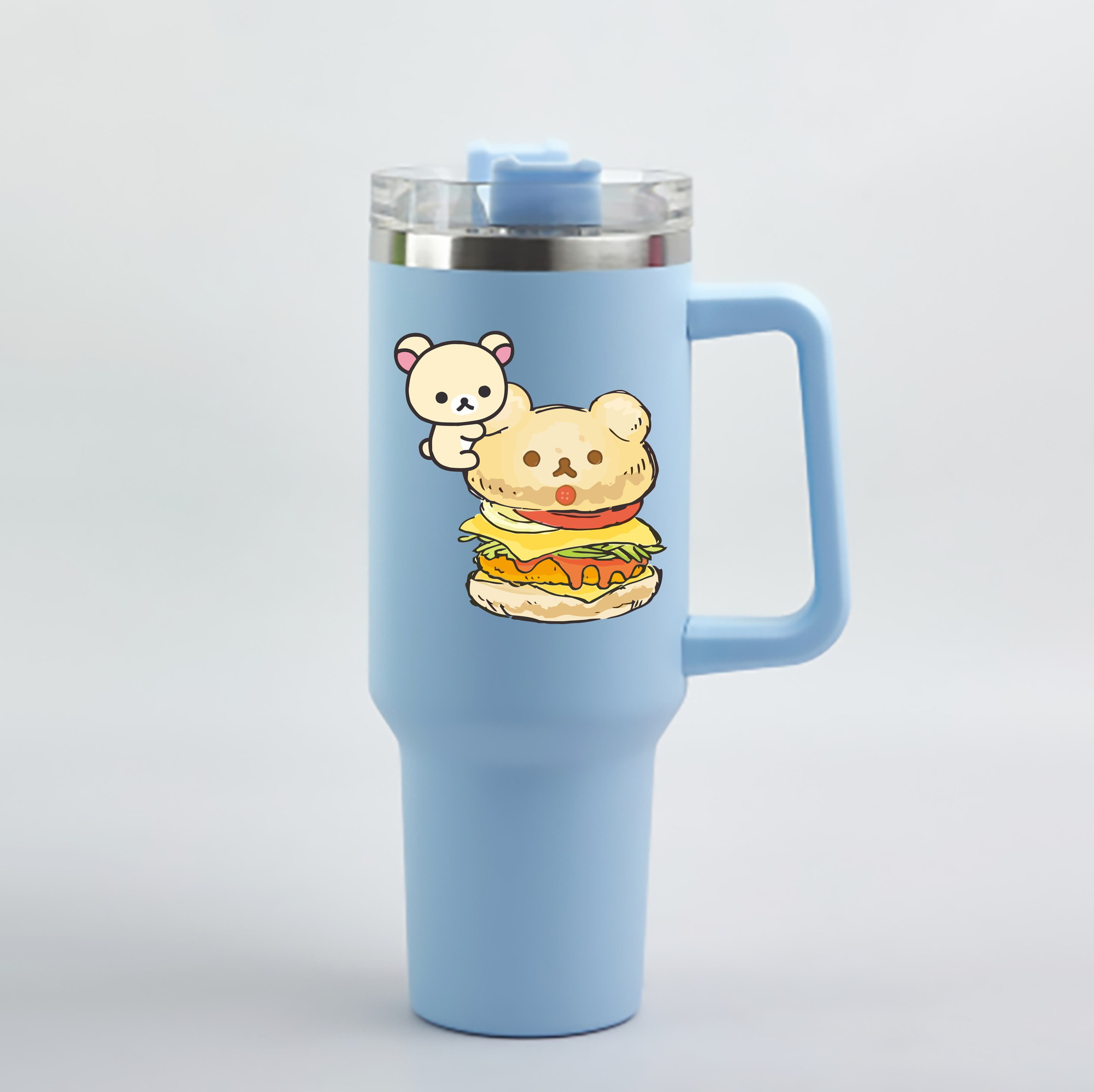 （画像用） リラックマ リラックマ キイロイトリ Rilakkuma Korilakkuma Kiiroitori 1200mL車用タンブラー - クリスタルステッカー（プラスチックストロー付き）
