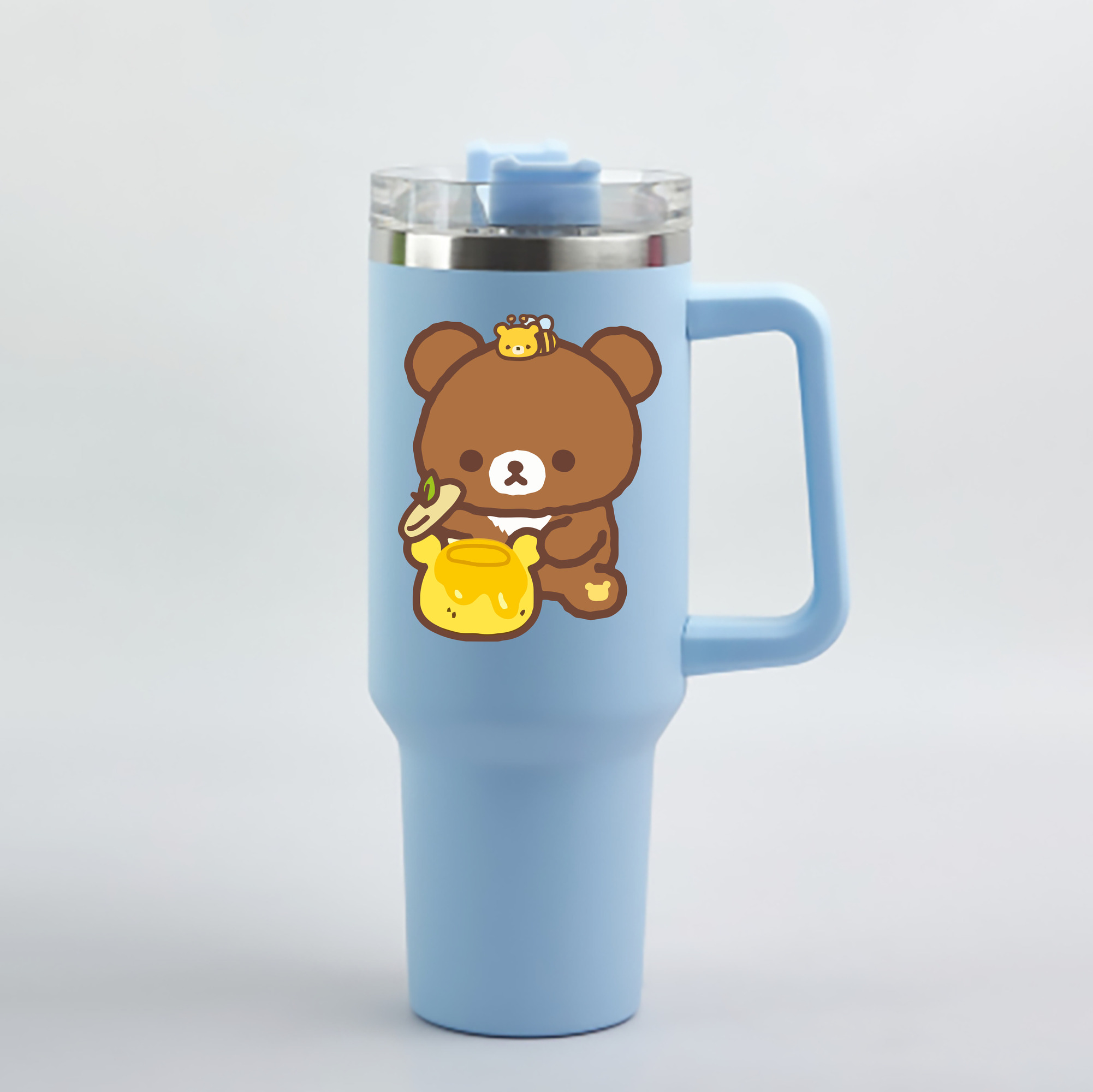 （画像用） リラックマ リラックマ キイロイトリ Rilakkuma Korilakkuma Kiiroitori 1200mL車用タンブラー - クリスタルステッカー（プラスチックストロー付き）