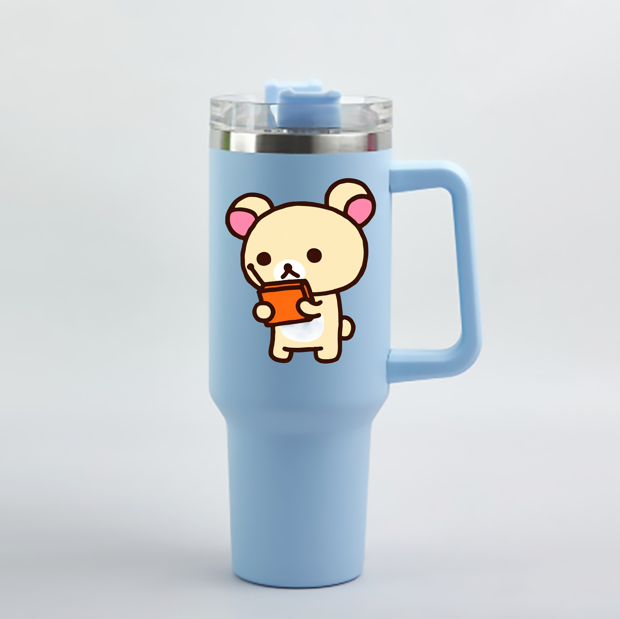 （画像用） リラックマ リラックマ キイロイトリ Rilakkuma Korilakkuma Kiiroitori 1200mL車用タンブラー - クリスタルステッカー（プラスチックストロー付き）