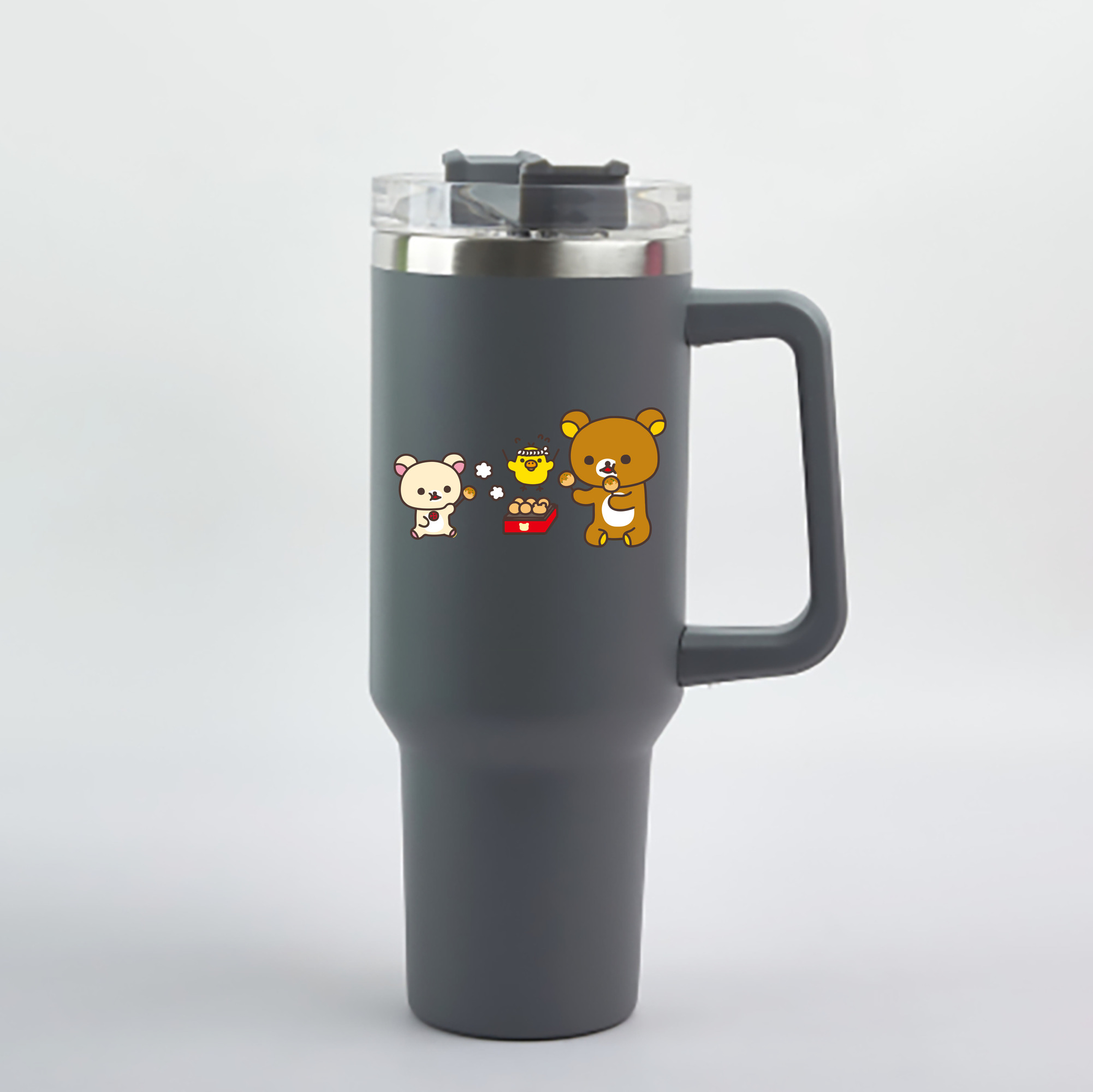 リラックマ リラックマ キイロイトリ Rilakkuma Korilakkuma Kiiroitori 1200mL車用タンブラー - クリスタルステッカー（プラスチックストロー付き）