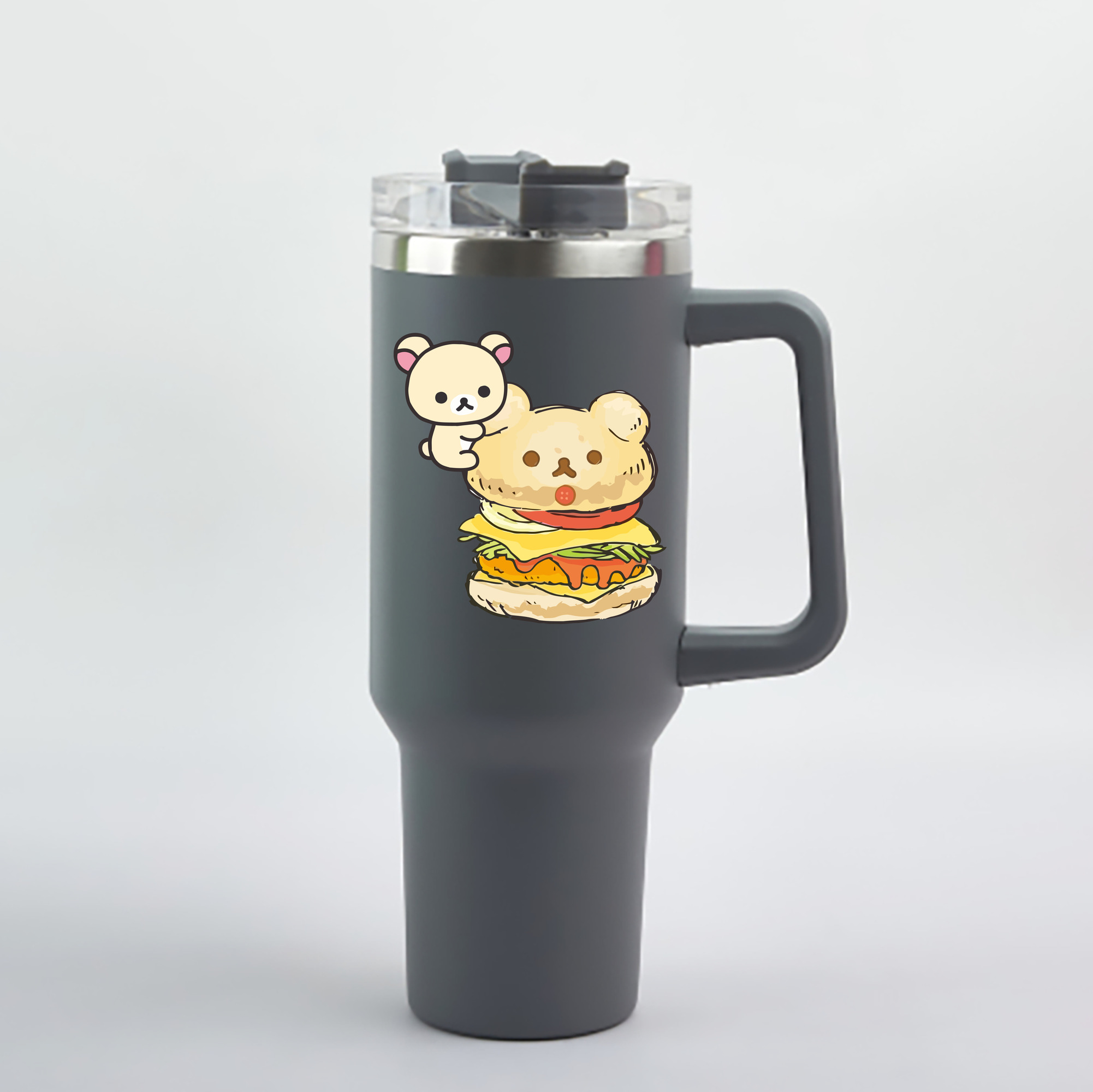 （画像用） リラックマ リラックマ キイロイトリ Rilakkuma Korilakkuma Kiiroitori 1200mL車用タンブラー - クリスタルステッカー（プラスチックストロー付き）