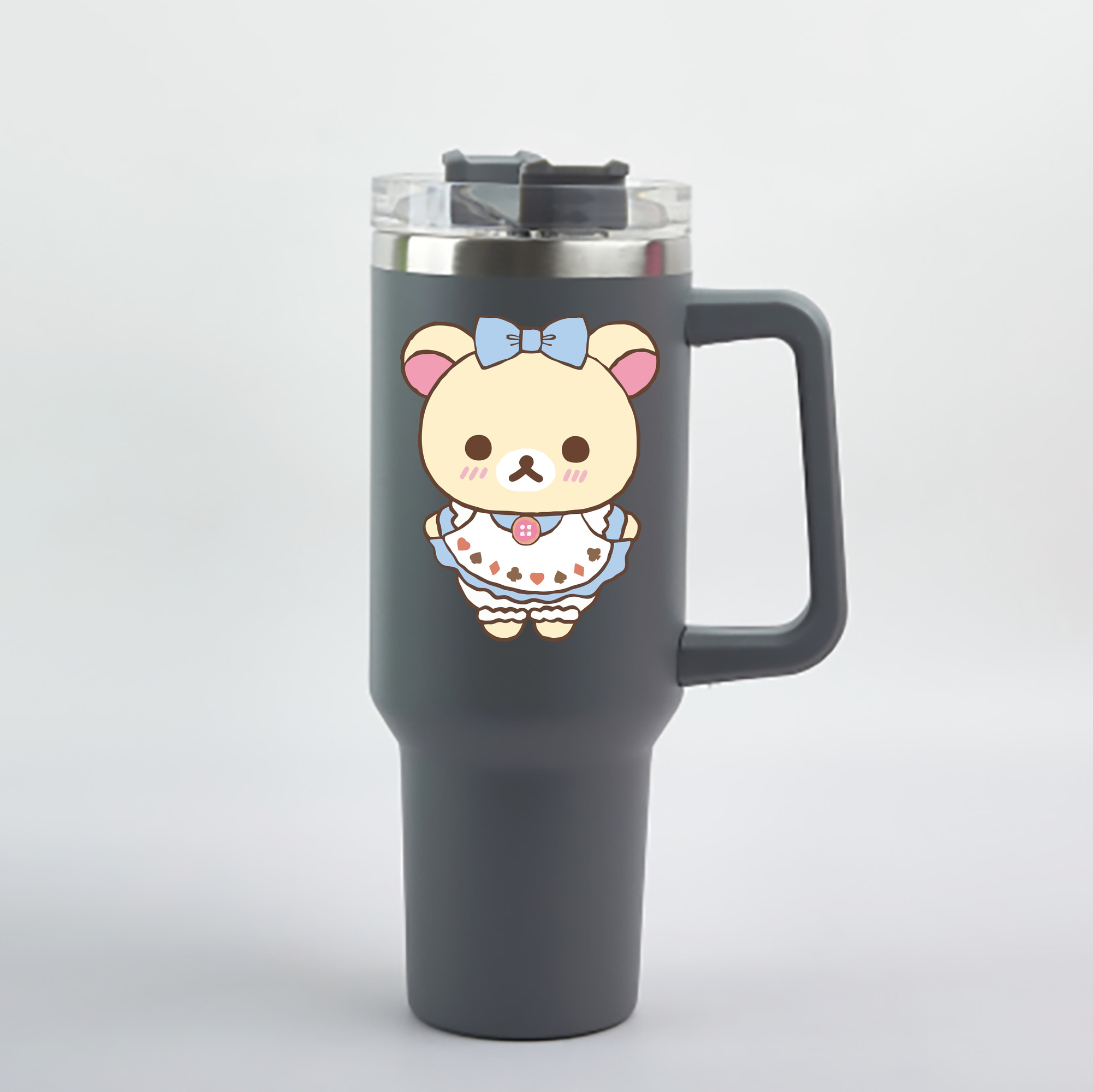 （画像用） リラックマ リラックマ キイロイトリ Rilakkuma Korilakkuma Kiiroitori 1200mL車用タンブラー - クリスタルステッカー（プラスチックストロー付き）