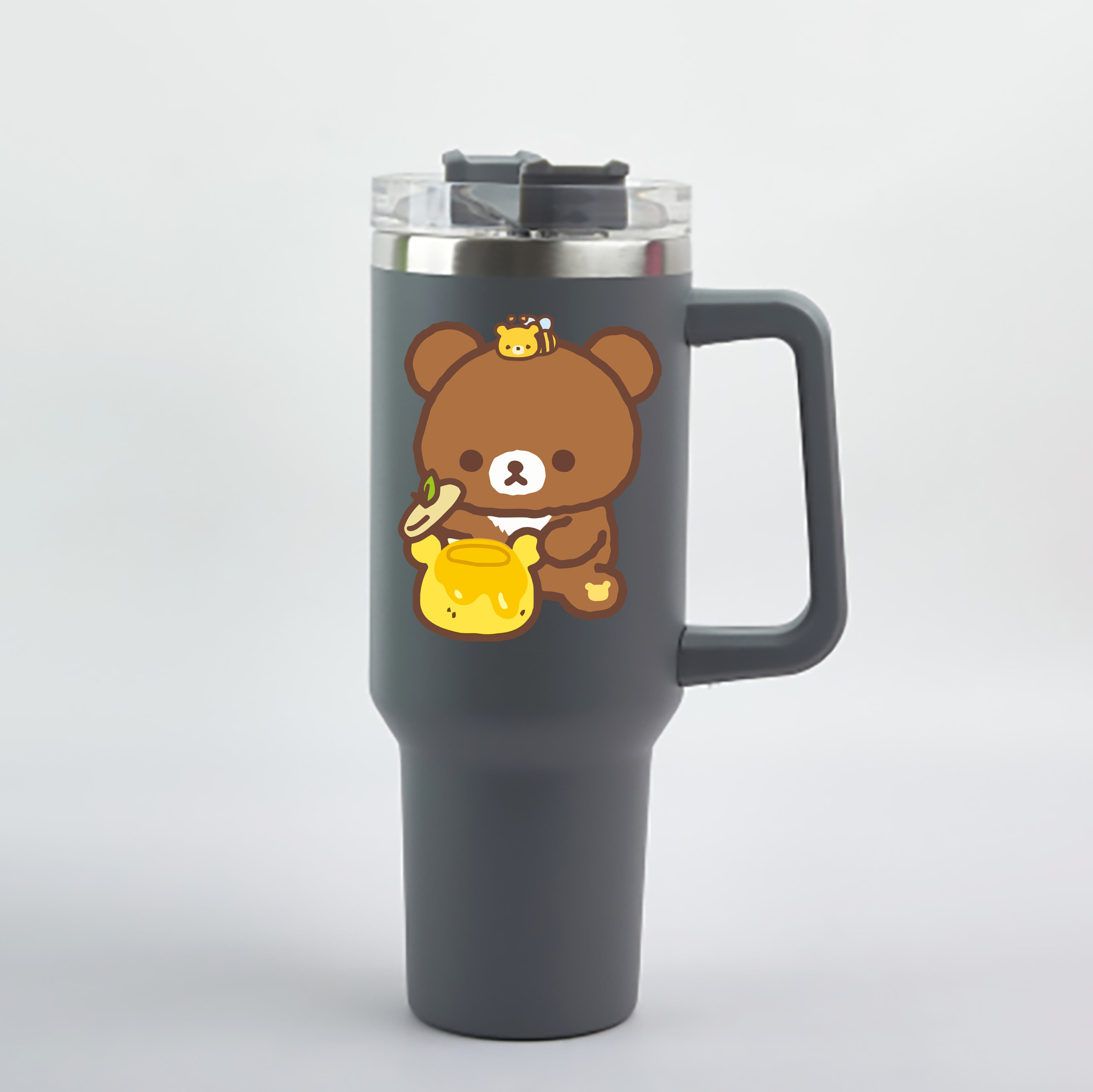 （画像用） リラックマ リラックマ キイロイトリ Rilakkuma Korilakkuma Kiiroitori 1200mL車用タンブラー - クリスタルステッカー（プラスチックストロー付き）