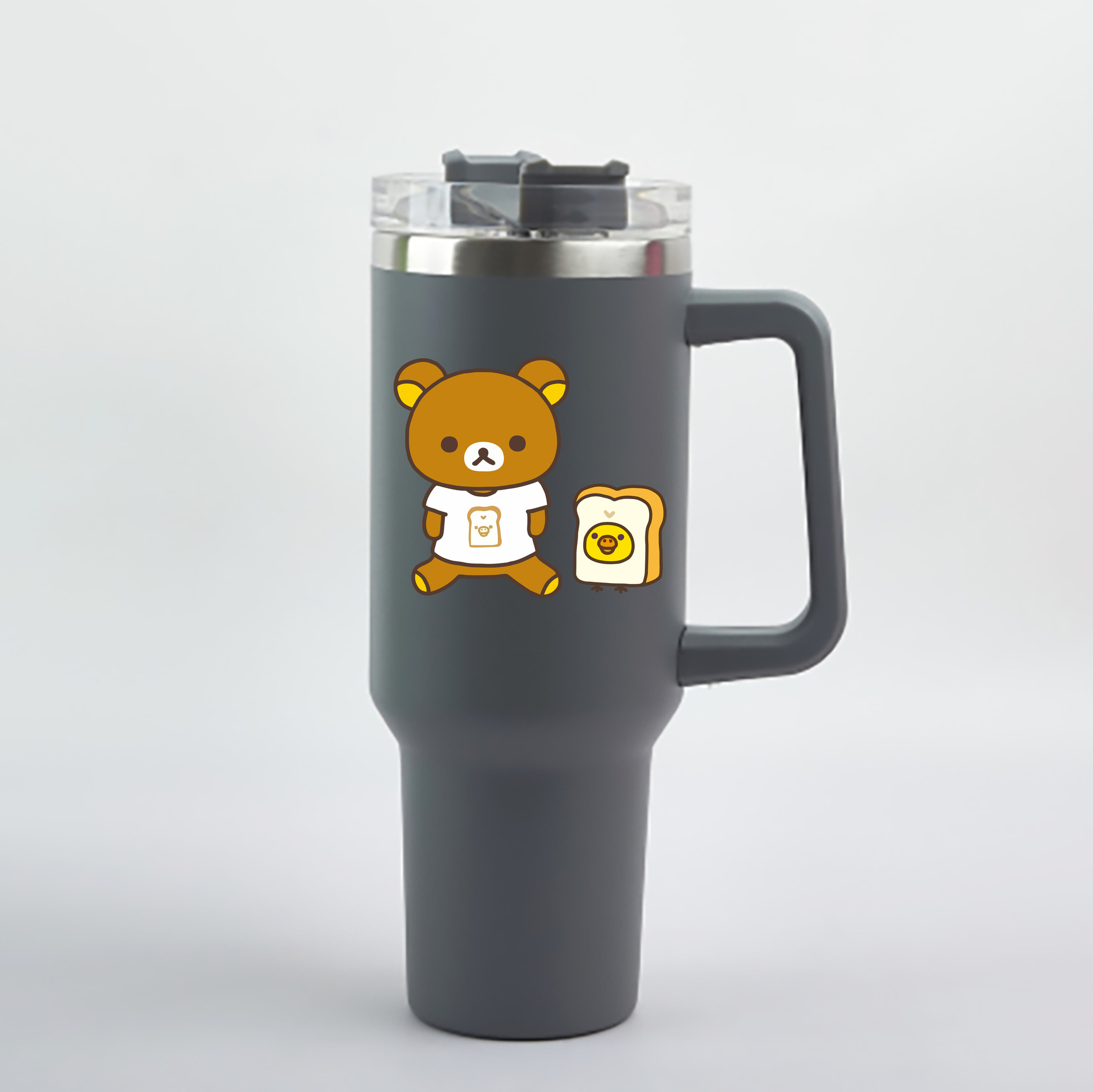 （画像用） リラックマ リラックマ キイロイトリ Rilakkuma Korilakkuma Kiiroitori 1200mL車用タンブラー - クリスタルステッカー（プラスチックストロー付き）