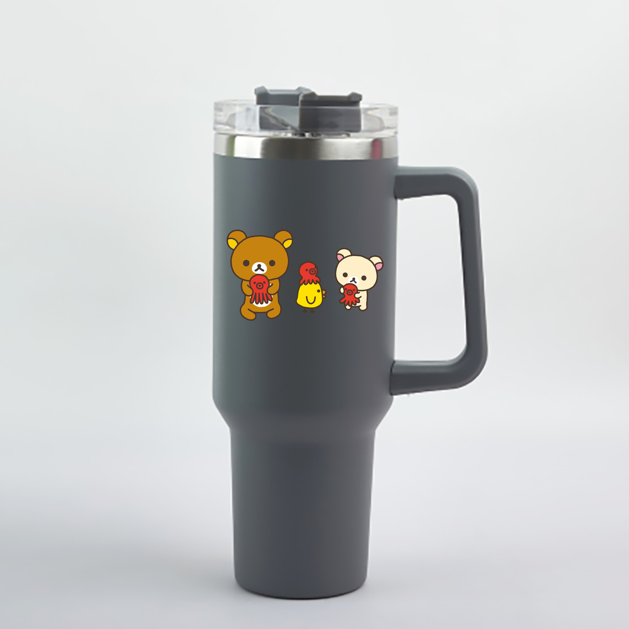 （画像用） リラックマ リラックマ キイロイトリ Rilakkuma Korilakkuma Kiiroitori 1200mL車用タンブラー - クリスタルステッカー（プラスチックストロー付き）