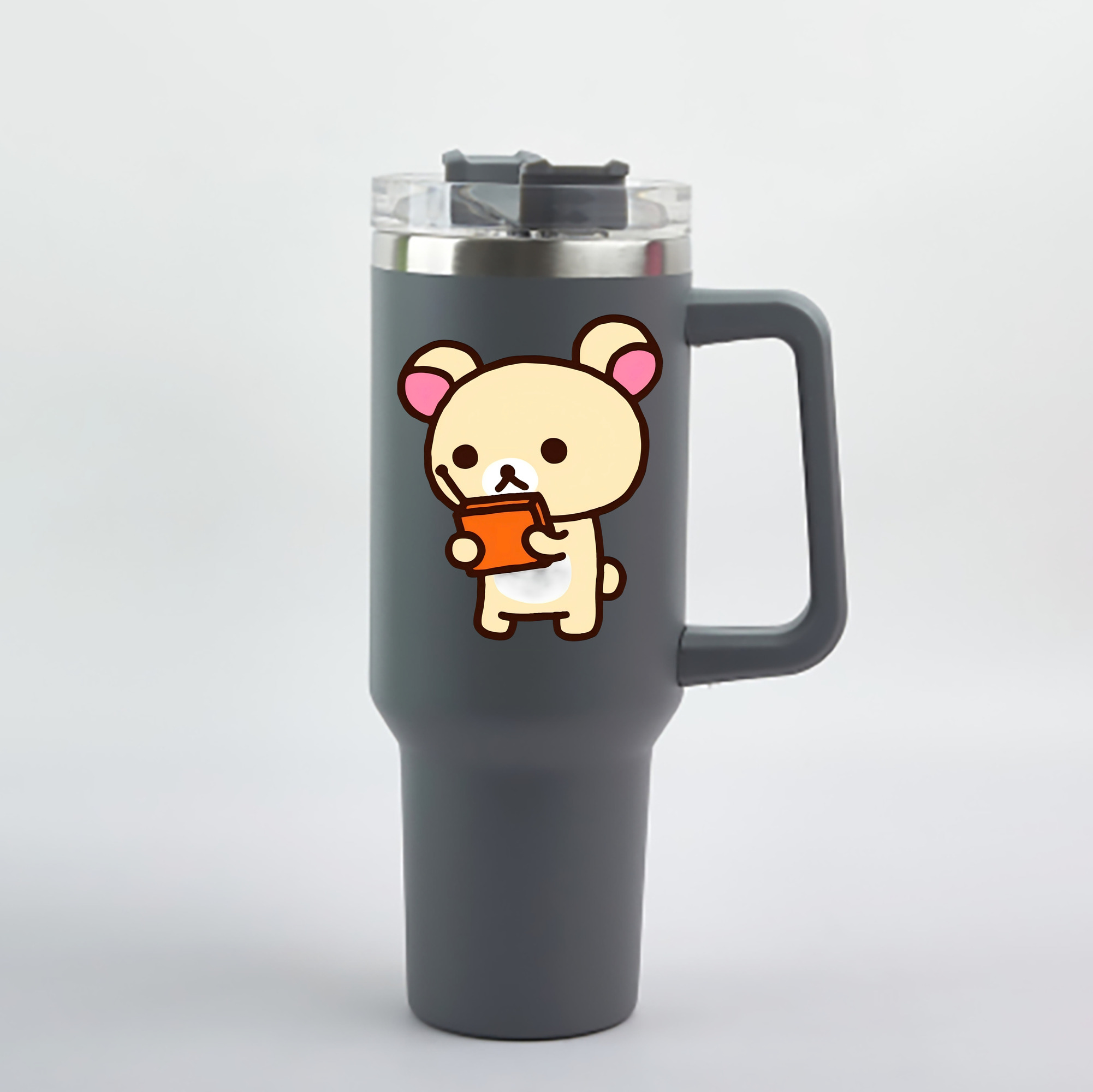 （画像用） リラックマ リラックマ キイロイトリ Rilakkuma Korilakkuma Kiiroitori 1200mL車用タンブラー - クリスタルステッカー（プラスチックストロー付き）
