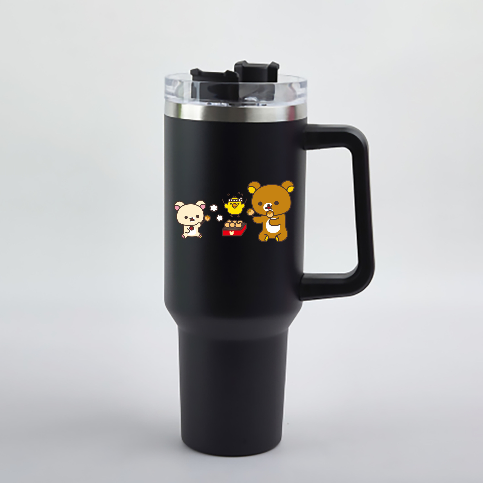 リラックマ リラックマ キイロイトリ Rilakkuma Korilakkuma Kiiroitori 1200mL車用タンブラー - クリスタルステッカー（プラスチックストロー付き）
