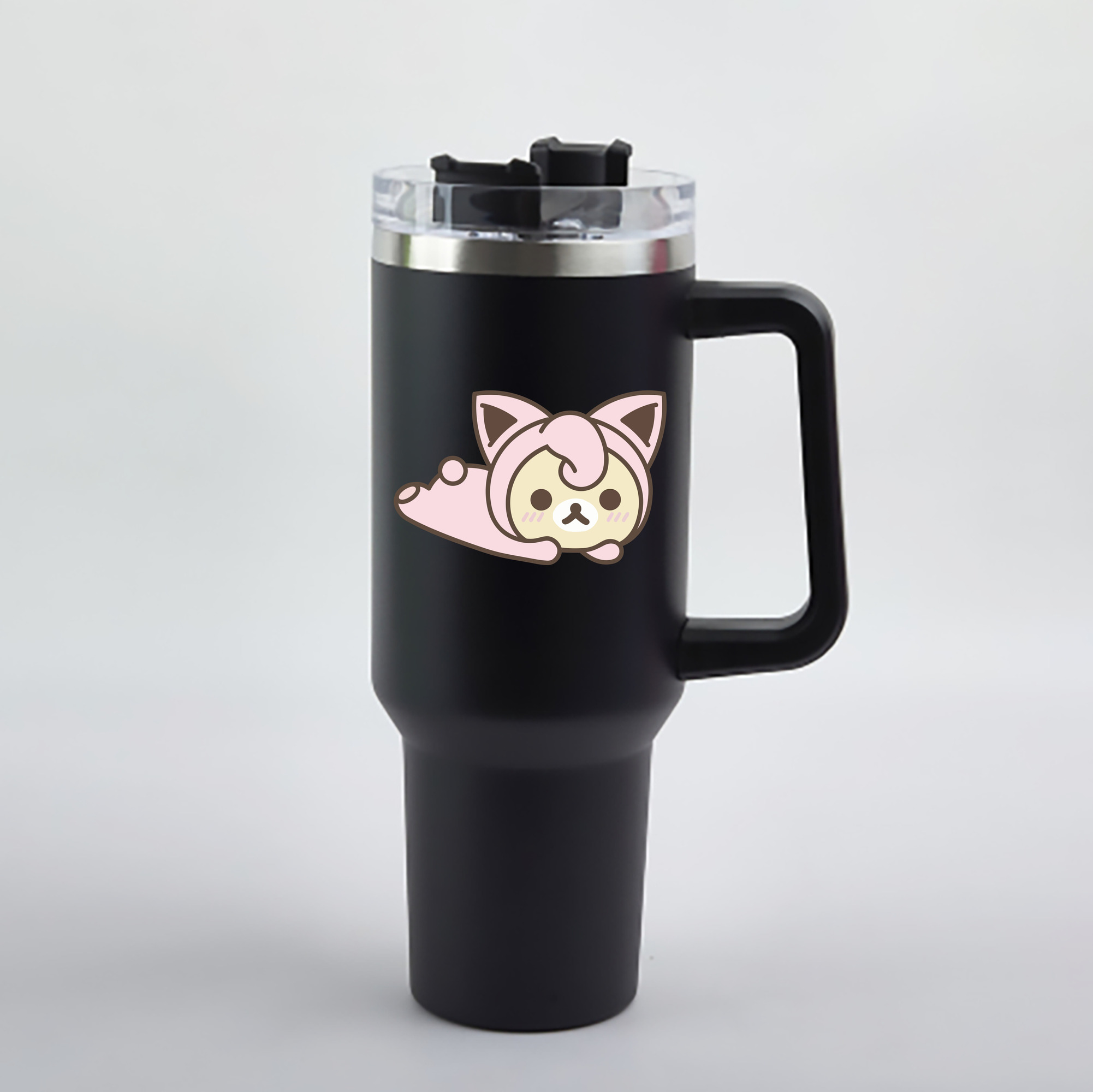 （画像用） リラックマ リラックマ キイロイトリ Rilakkuma Korilakkuma Kiiroitori 1200mL車用タンブラー - クリスタルステッカー（プラスチックストロー付き）