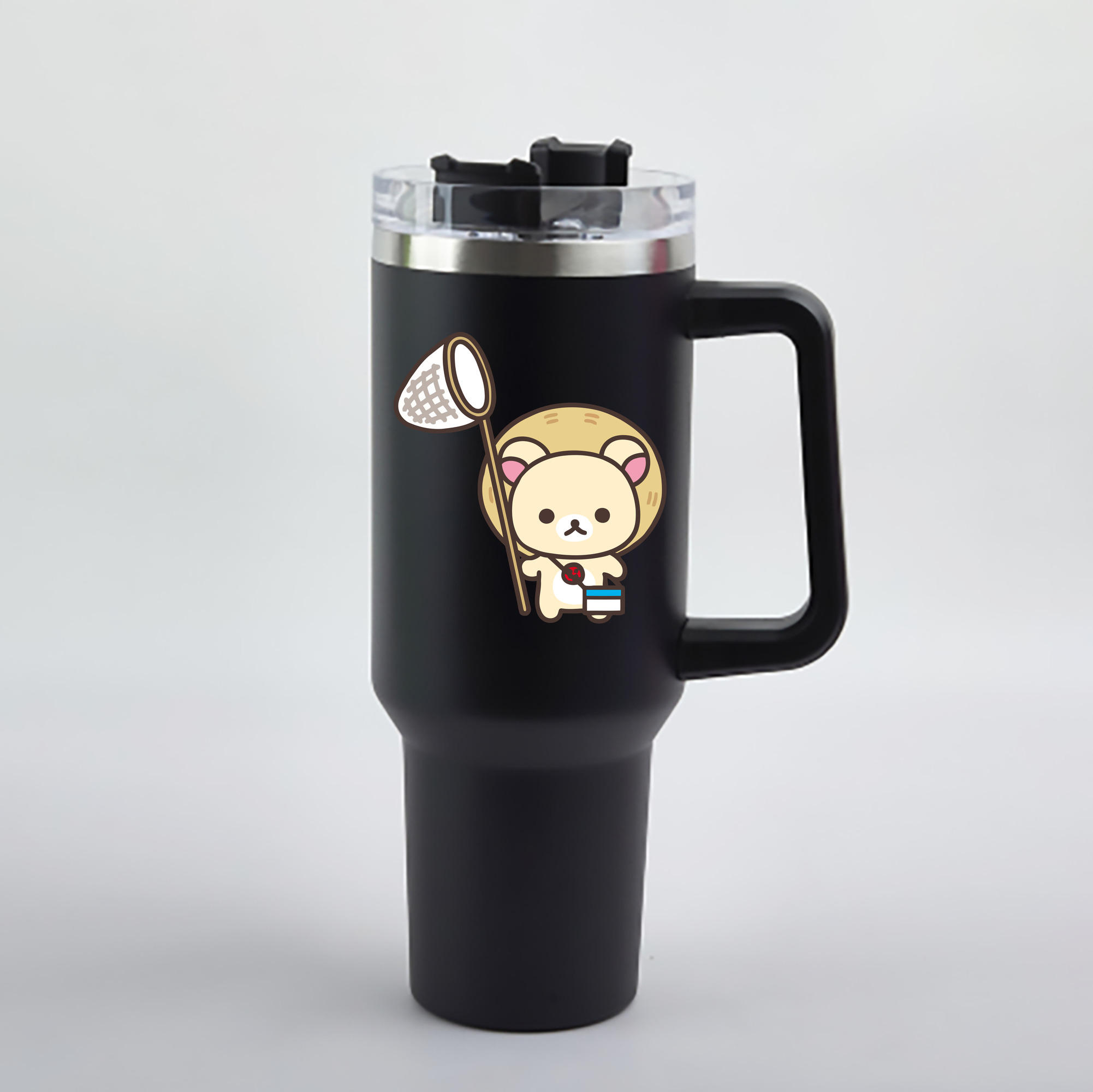 （画像用） リラックマ リラックマ キイロイトリ Rilakkuma Korilakkuma Kiiroitori 1200mL車用タンブラー - クリスタルステッカー（プラスチックストロー付き）