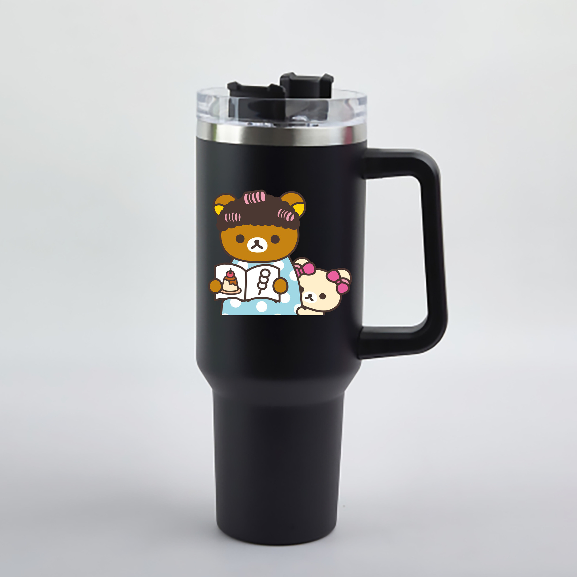 （画像用） リラックマ リラックマ キイロイトリ Rilakkuma Korilakkuma Kiiroitori 1200mL車用タンブラー - クリスタルステッカー（プラスチックストロー付き）