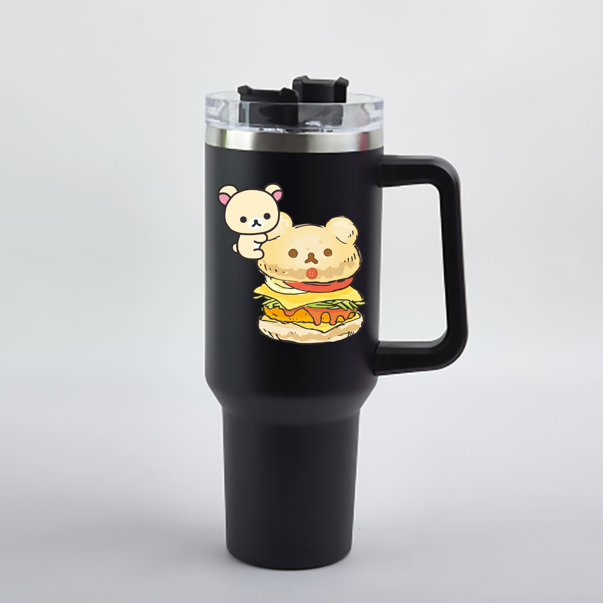 （画像用） リラックマ リラックマ キイロイトリ Rilakkuma Korilakkuma Kiiroitori 1200mL車用タンブラー - クリスタルステッカー（プラスチックストロー付き）