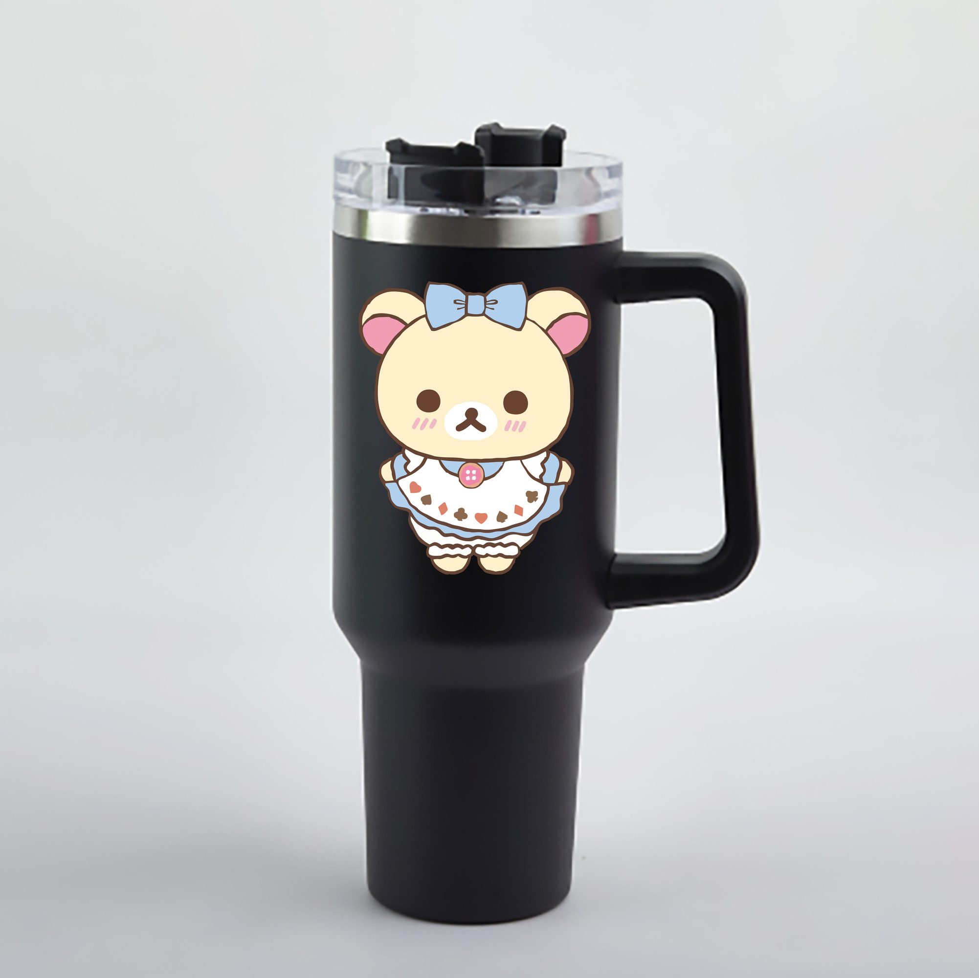 （画像用） リラックマ リラックマ キイロイトリ Rilakkuma Korilakkuma Kiiroitori 1200mL車用タンブラー - クリスタルステッカー（プラスチックストロー付き）