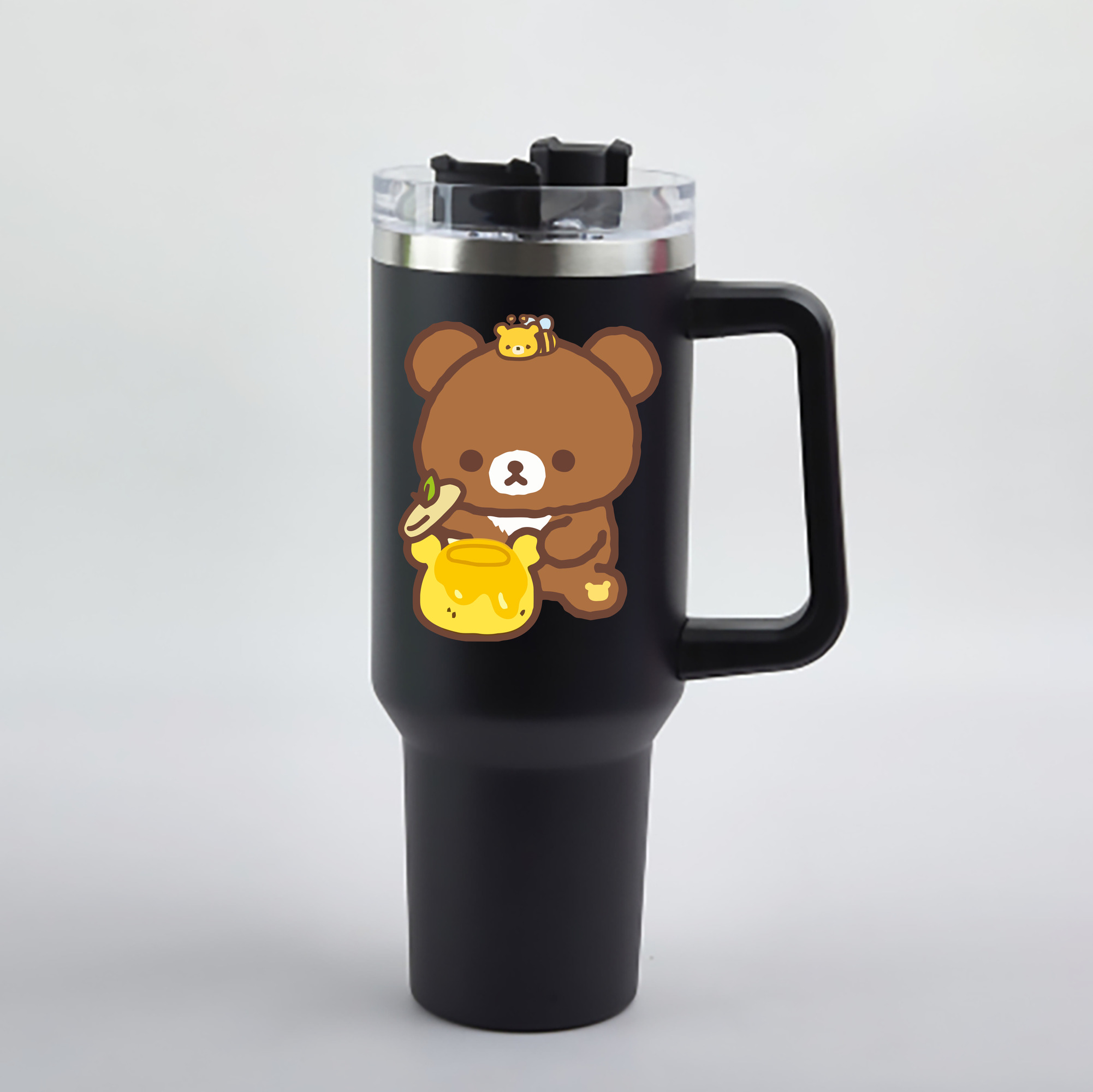 （画像用） リラックマ リラックマ キイロイトリ Rilakkuma Korilakkuma Kiiroitori 1200mL車用タンブラー - クリスタルステッカー（プラスチックストロー付き）