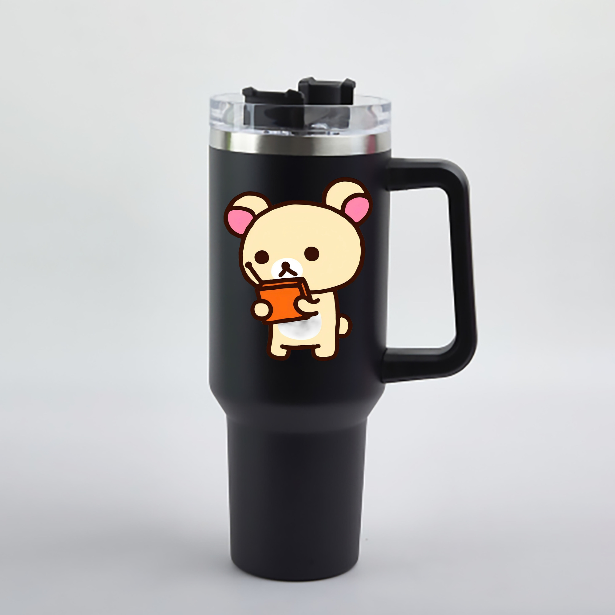（画像用） リラックマ リラックマ キイロイトリ Rilakkuma Korilakkuma Kiiroitori 1200mL車用タンブラー - クリスタルステッカー（プラスチックストロー付き）