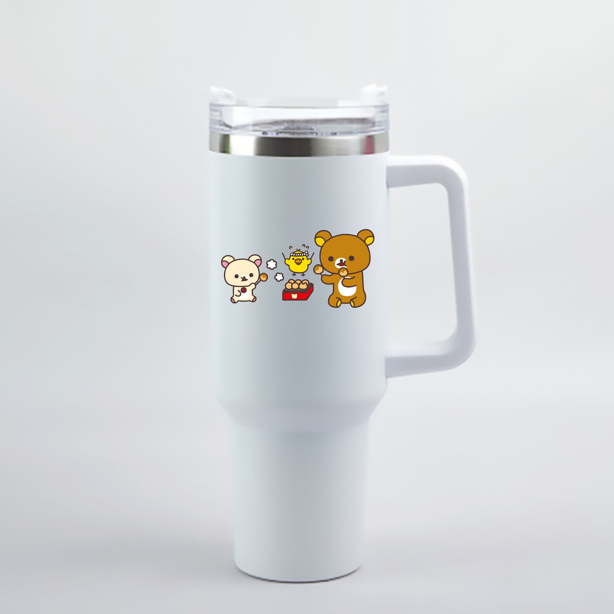 （画像用） リラックマ リラックマ キイロイトリ Rilakkuma Korilakkuma Kiiroitori 1200mL車用タンブラー - クリスタルステッカー（プラスチックストロー付き）