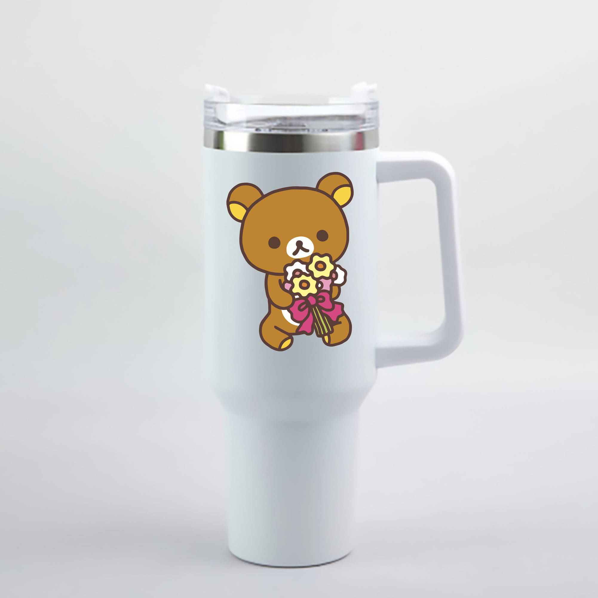 （画像用） リラックマ リラックマ キイロイトリ Rilakkuma Korilakkuma Kiiroitori 1200mL車用タンブラー - クリスタルステッカー（プラスチックストロー付き）