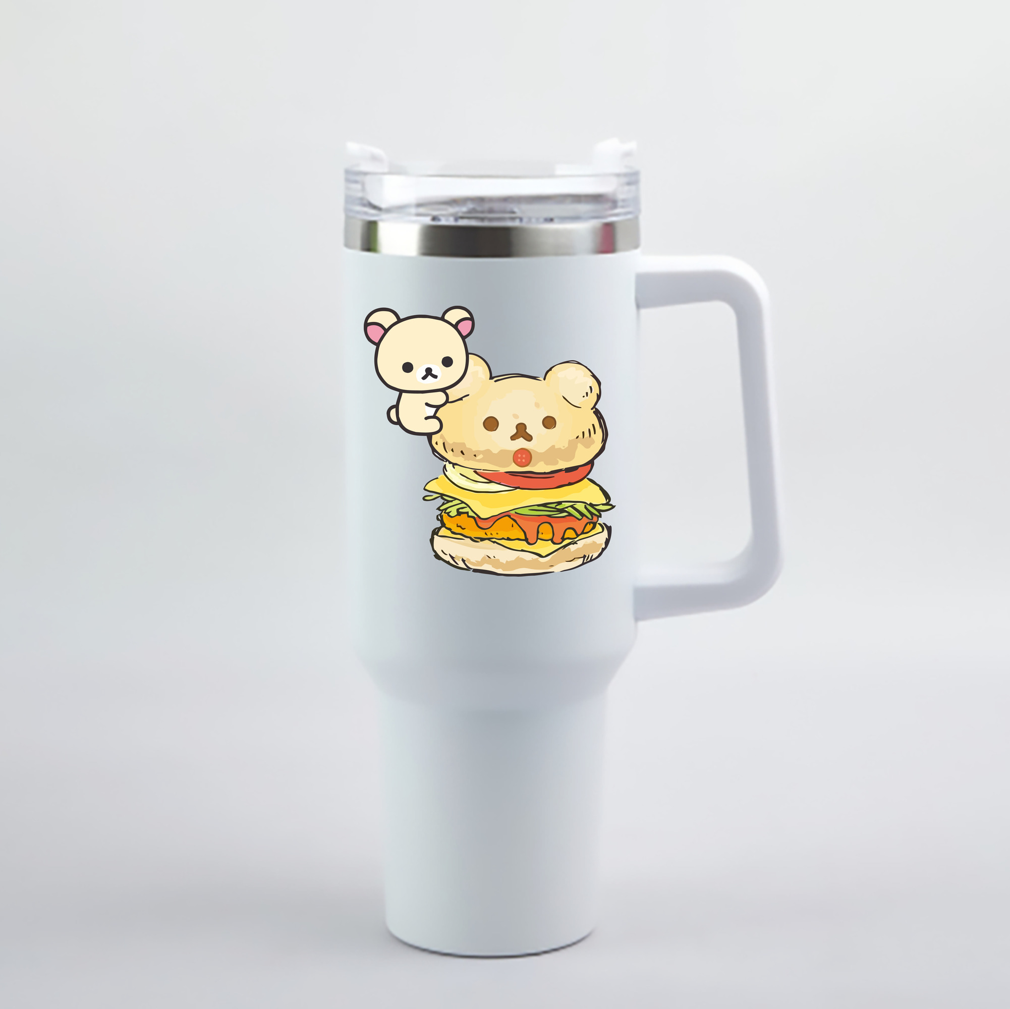 （画像用） リラックマ リラックマ キイロイトリ Rilakkuma Korilakkuma Kiiroitori 1200mL車用タンブラー - クリスタルステッカー（プラスチックストロー付き）