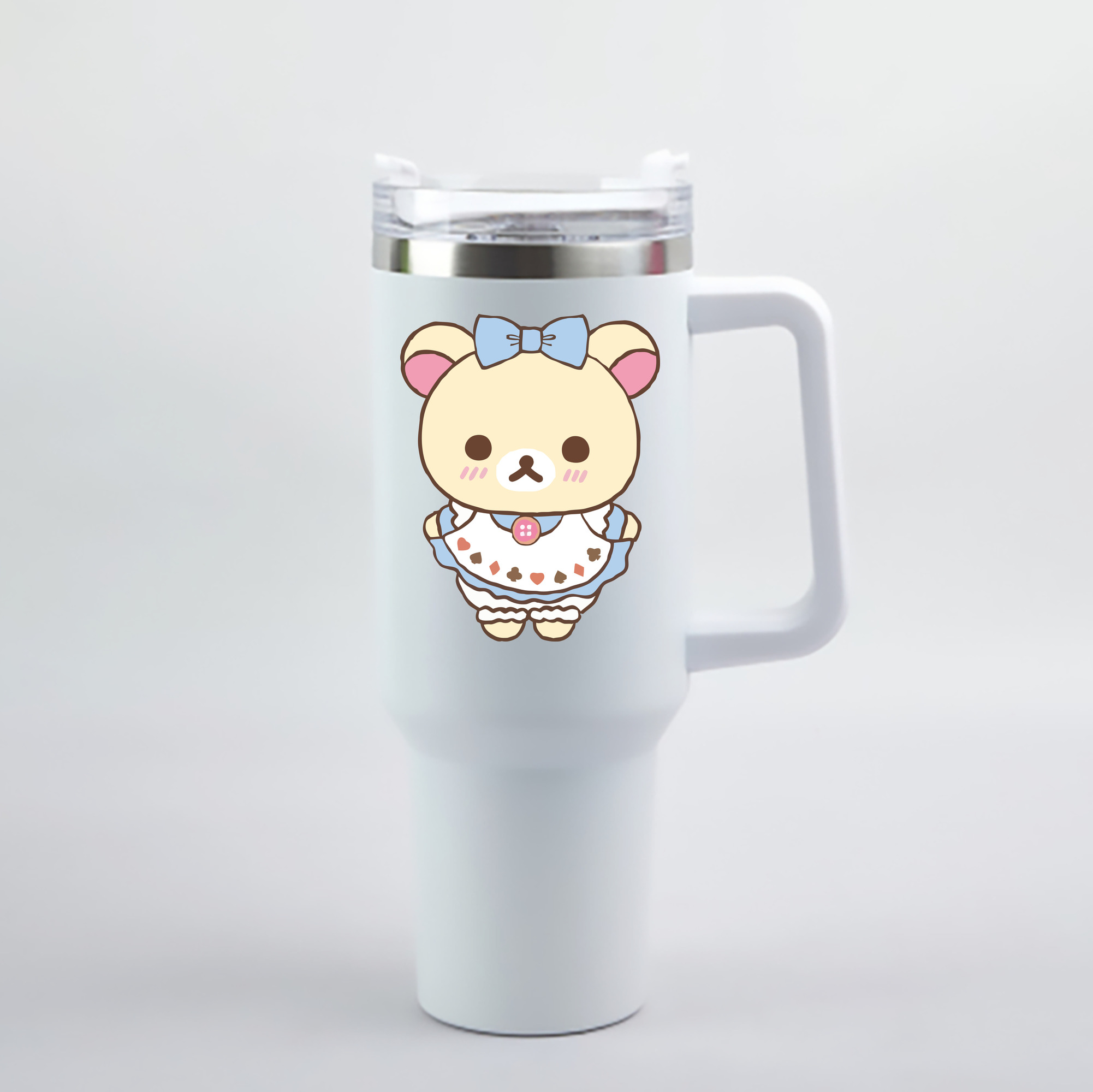 （画像用） リラックマ リラックマ キイロイトリ Rilakkuma Korilakkuma Kiiroitori 1200mL車用タンブラー - クリスタルステッカー（プラスチックストロー付き）