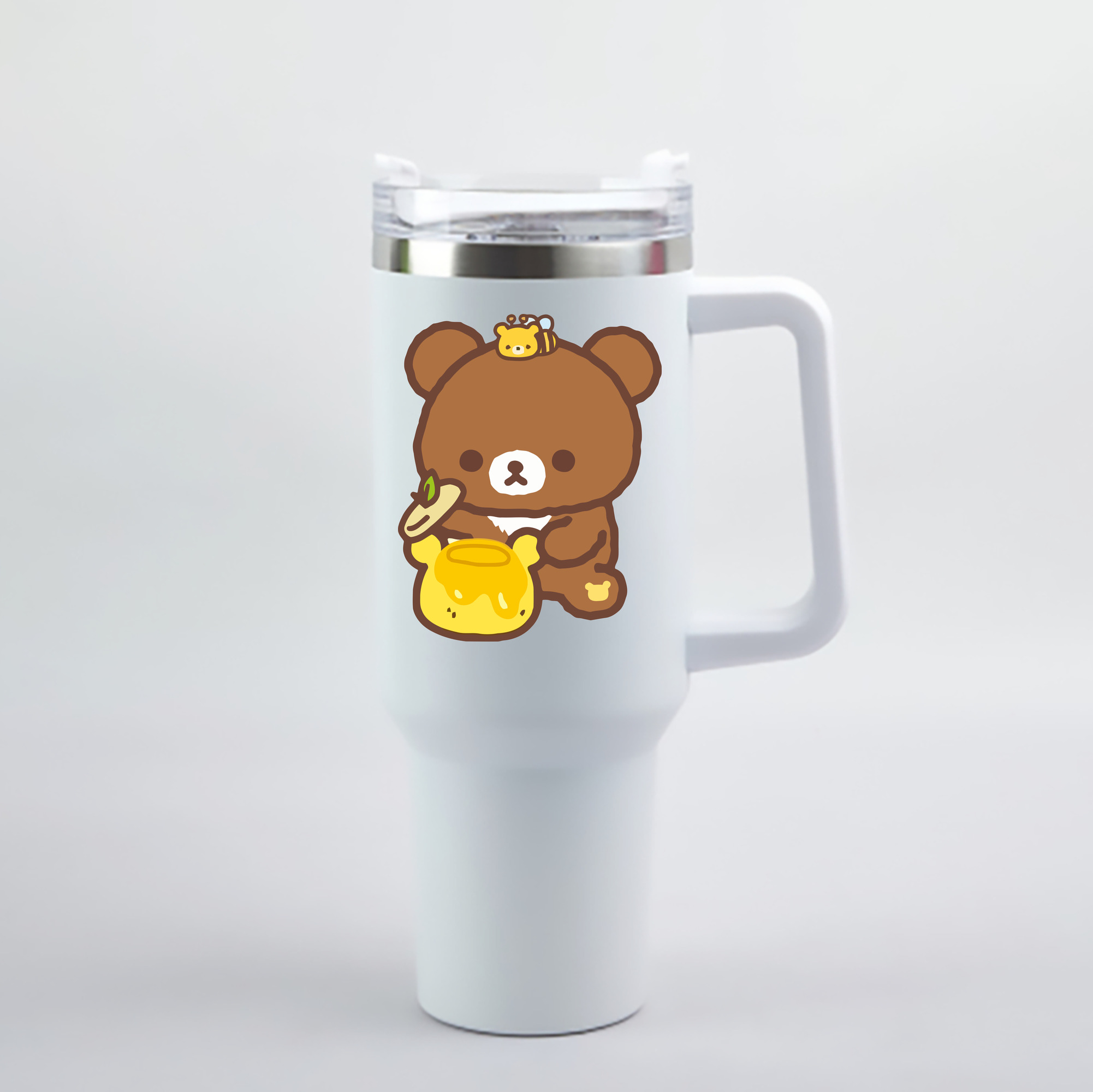 （画像用） リラックマ リラックマ キイロイトリ Rilakkuma Korilakkuma Kiiroitori 1200mL車用タンブラー - クリスタルステッカー（プラスチックストロー付き）