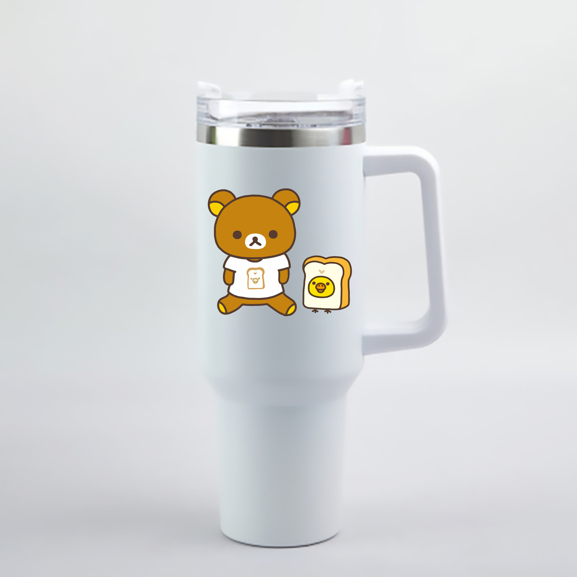 （画像用） リラックマ リラックマ キイロイトリ Rilakkuma Korilakkuma Kiiroitori 1200mL車用タンブラー - クリスタルステッカー（プラスチックストロー付き）