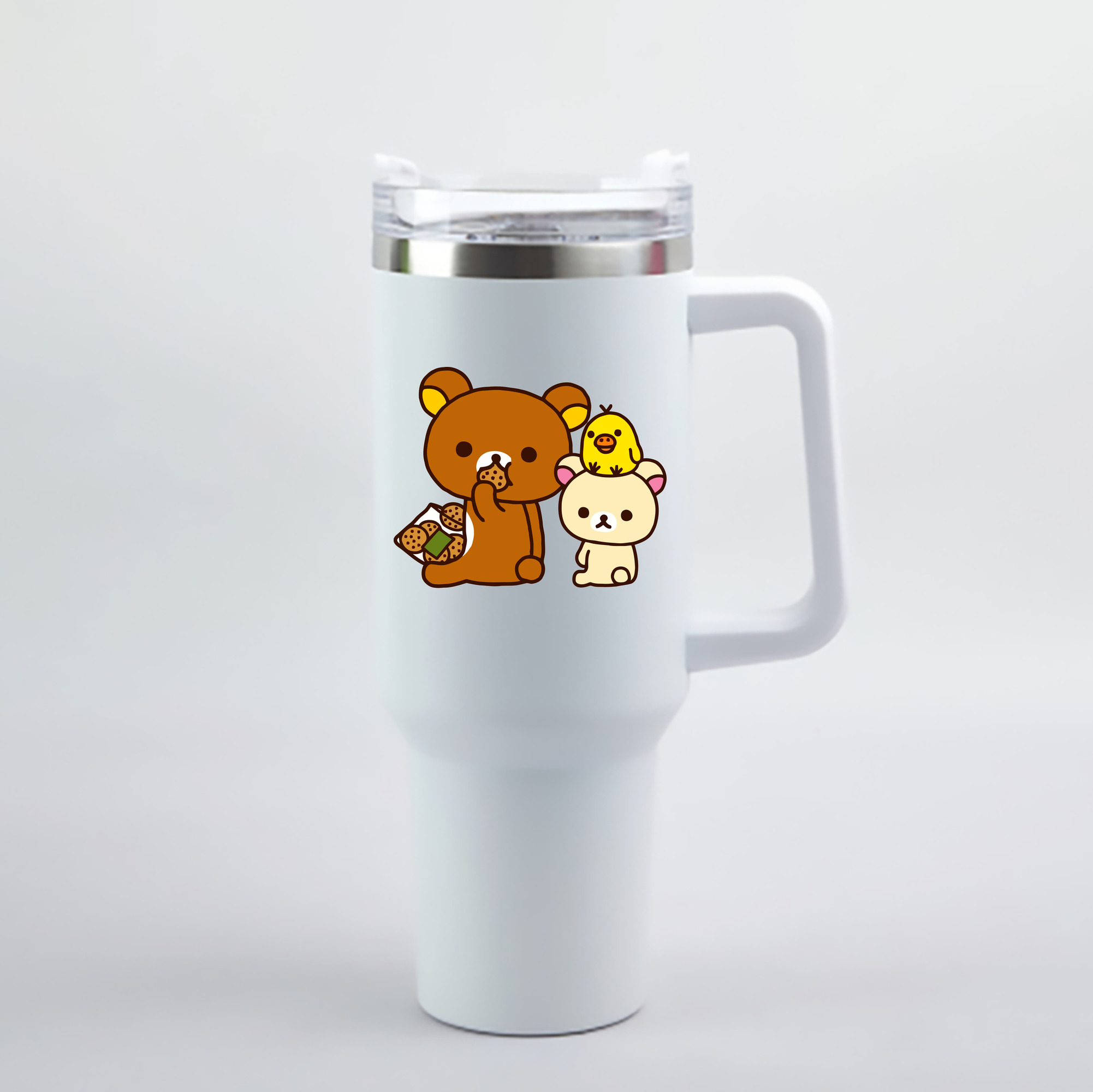 （画像用） リラックマ リラックマ キイロイトリ Rilakkuma Korilakkuma Kiiroitori 1200mL車用タンブラー - クリスタルステッカー（プラスチックストロー付き）