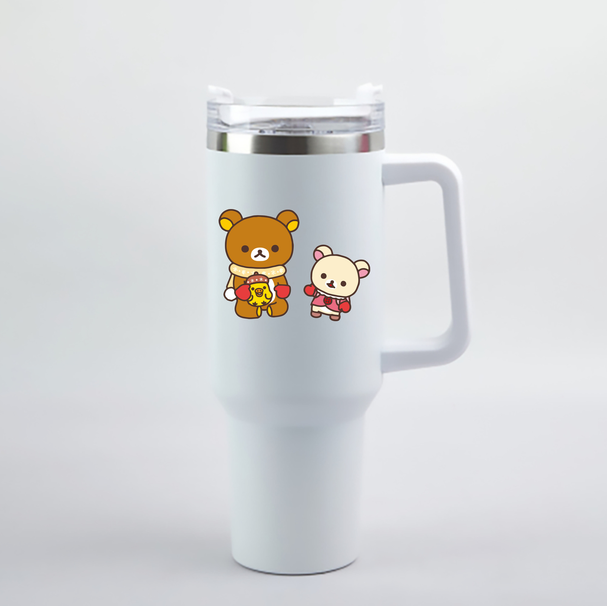 （画像用） リラックマ リラックマ キイロイトリ Rilakkuma Korilakkuma Kiiroitori 1200mL車用タンブラー - クリスタルステッカー（プラスチックストロー付き）