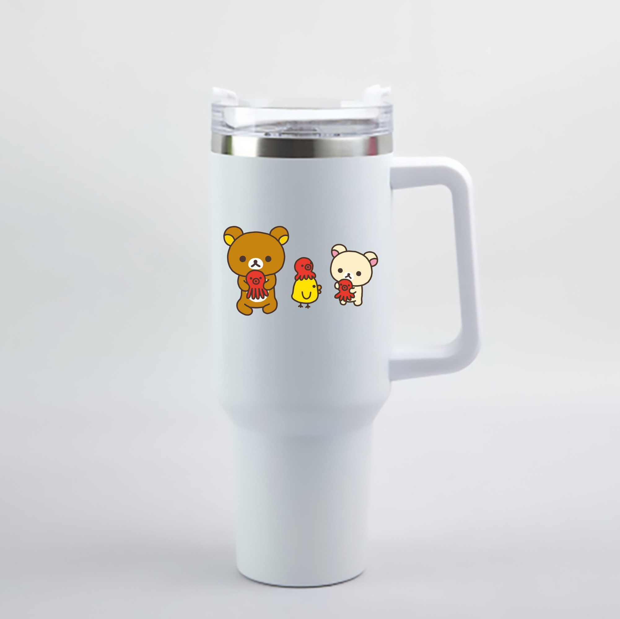（画像用） リラックマ リラックマ キイロイトリ Rilakkuma Korilakkuma Kiiroitori 1200mL車用タンブラー - クリスタルステッカー（プラスチックストロー付き）