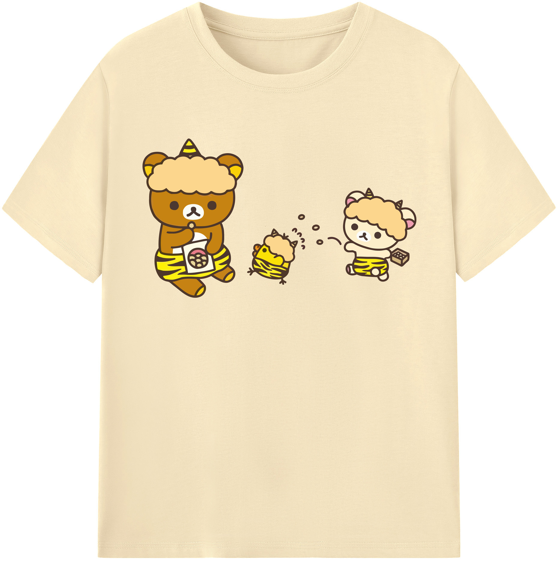 （画像用） リラックマ リラックマ キイロイトリ Rilakkuma Korilakkuma Kiiroitori 綿100％半袖Tシャツ（フロントプリント）