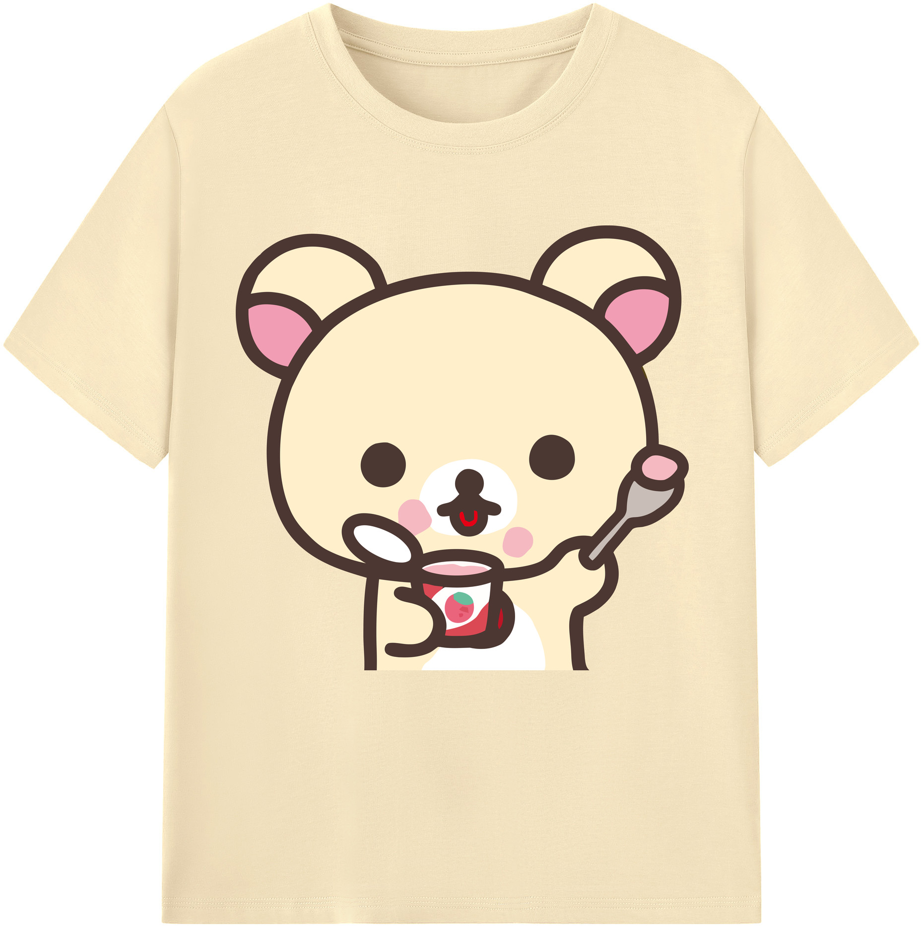 （画像用） リラックマ リラックマ キイロイトリ Rilakkuma Korilakkuma Kiiroitori 綿100％半袖Tシャツ（フロントプリント）
