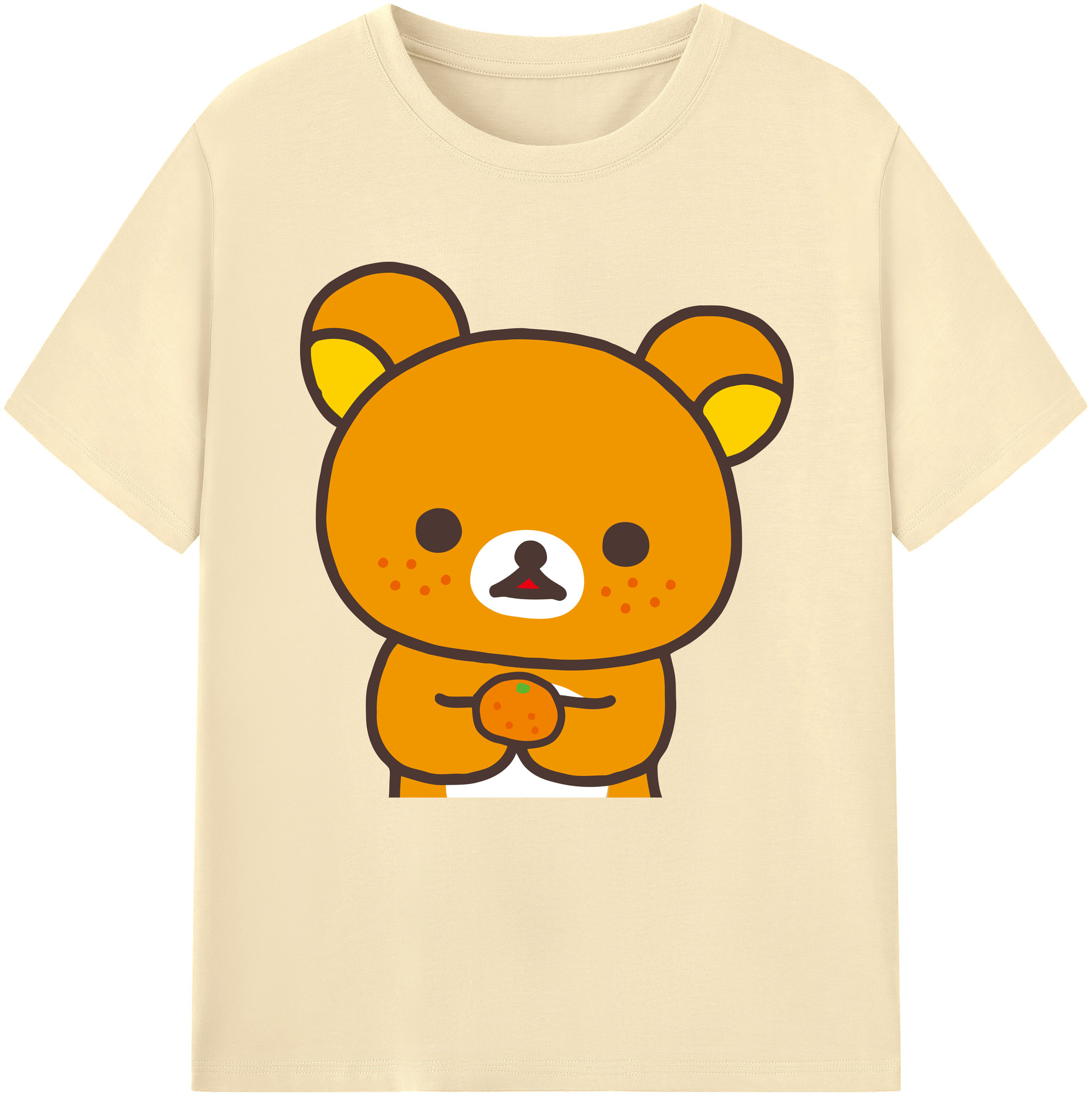 （画像用） リラックマ リラックマ キイロイトリ Rilakkuma Korilakkuma Kiiroitori 綿100％半袖Tシャツ（フロントプリント）