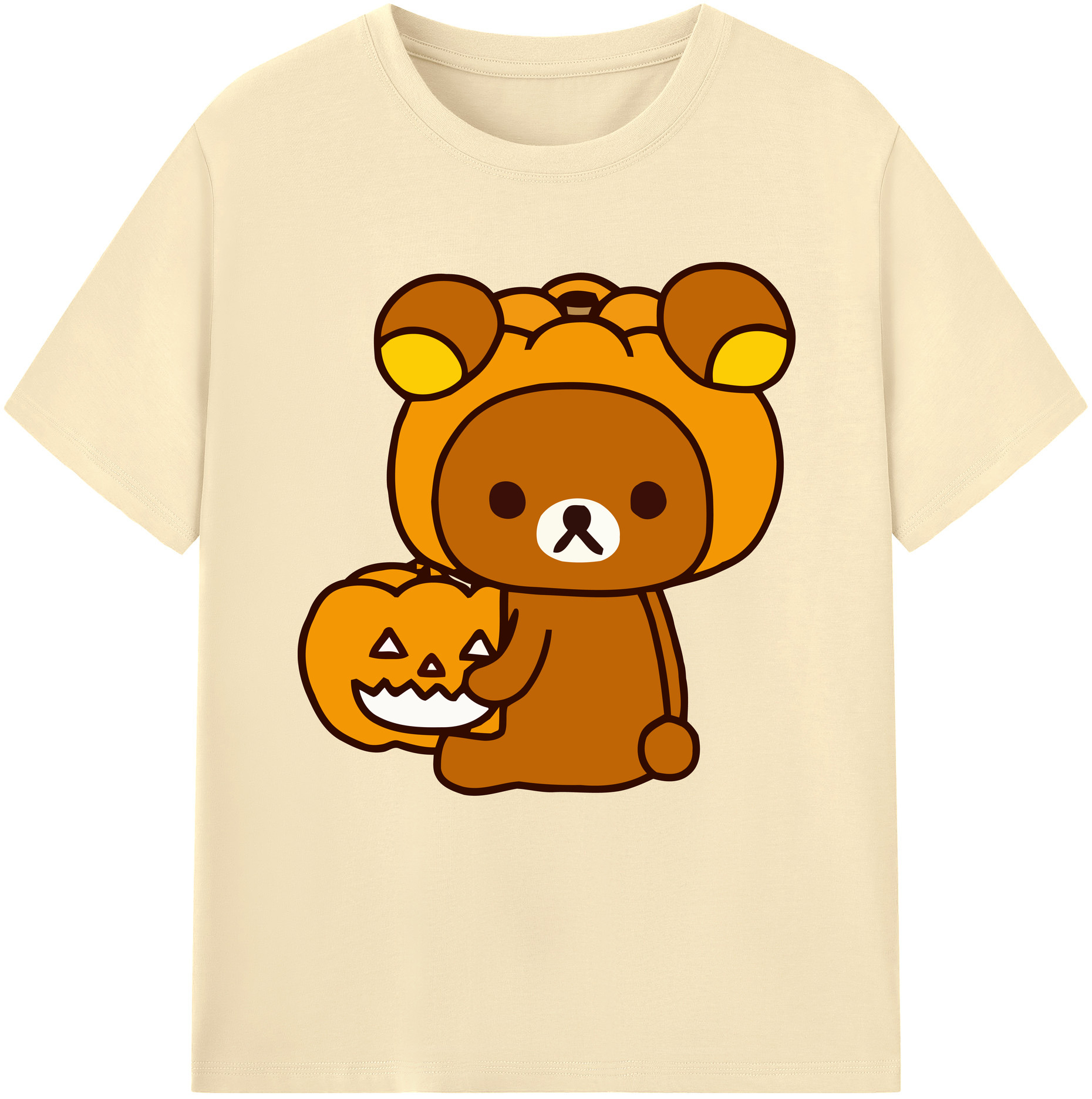 （画像用） リラックマ リラックマ キイロイトリ Rilakkuma Korilakkuma Kiiroitori 綿100％半袖Tシャツ（フロントプリント）