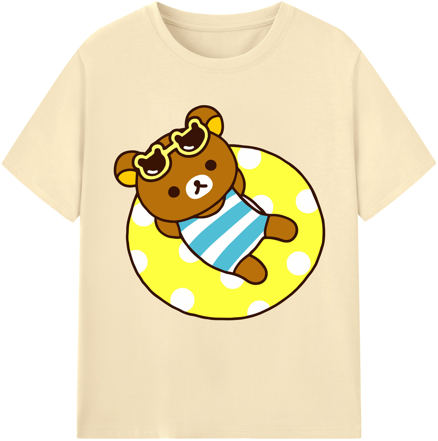 （画像用） リラックマ リラックマ キイロイトリ Rilakkuma Korilakkuma Kiiroitori 綿100％半袖Tシャツ（フロントプリント）