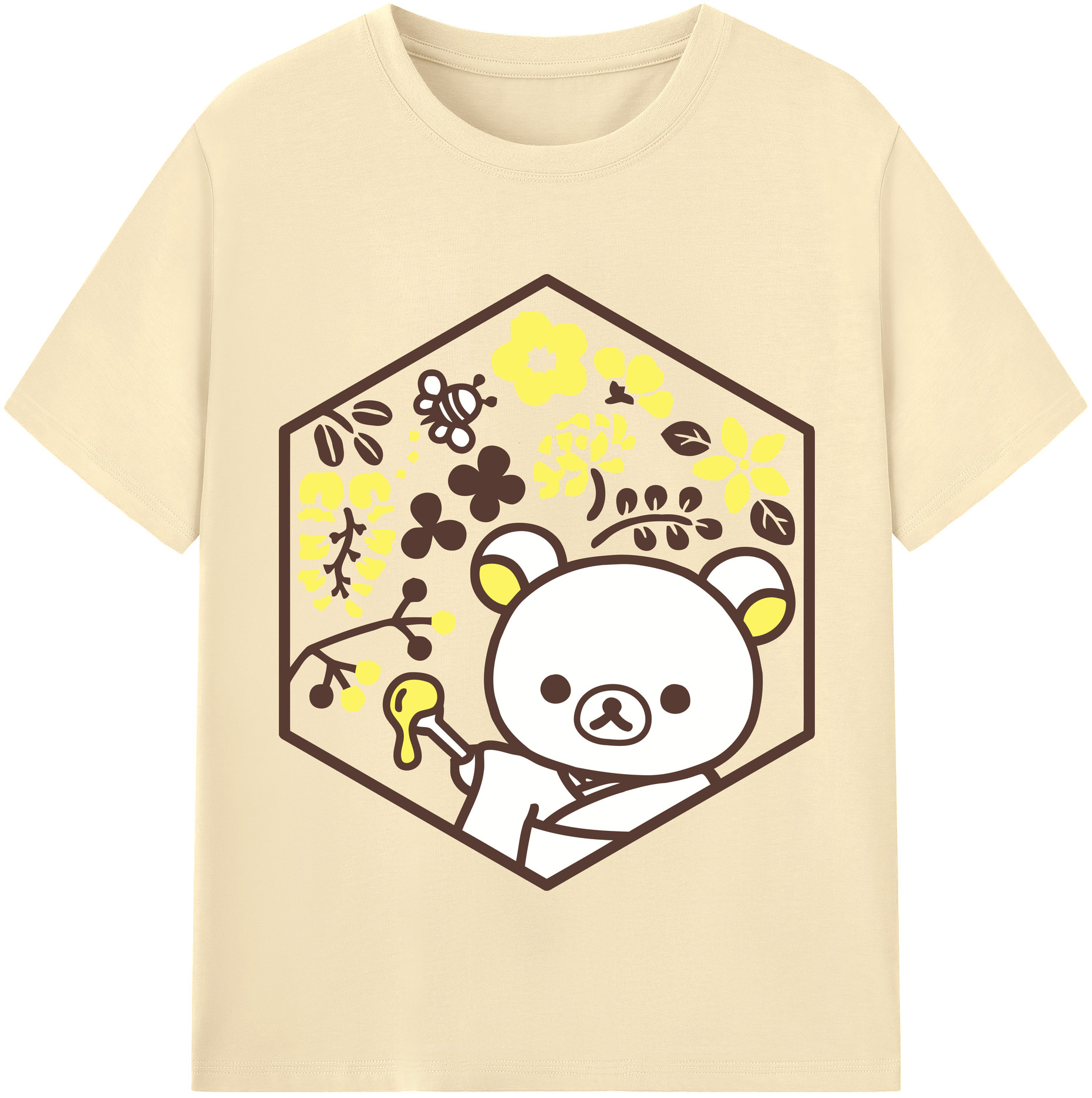 （画像用） リラックマ リラックマ キイロイトリ Rilakkuma Korilakkuma Kiiroitori 綿100％半袖Tシャツ（フロントプリント）