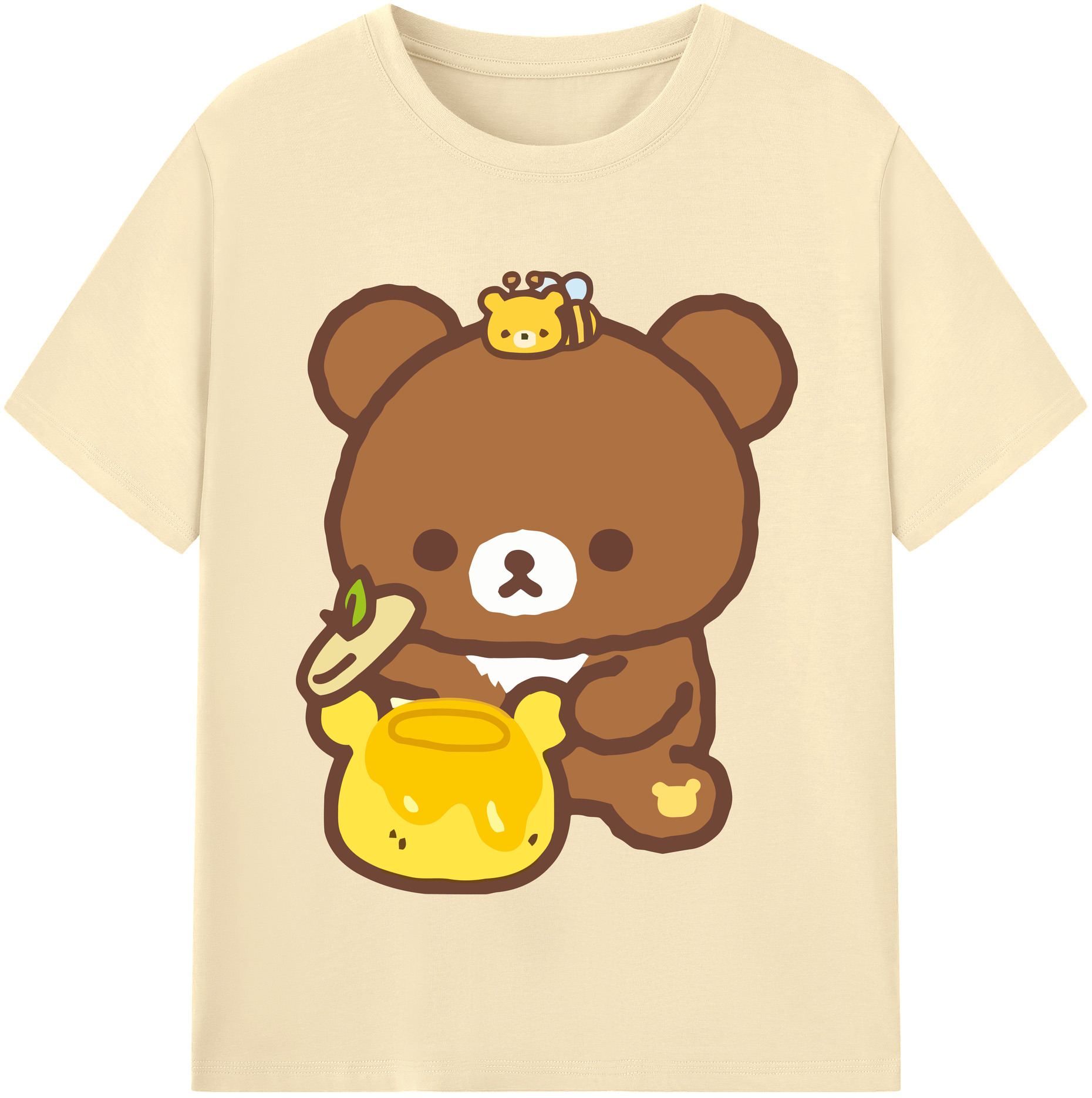 （画像用） リラックマ リラックマ キイロイトリ Rilakkuma Korilakkuma Kiiroitori 綿100％半袖Tシャツ（フロントプリント）