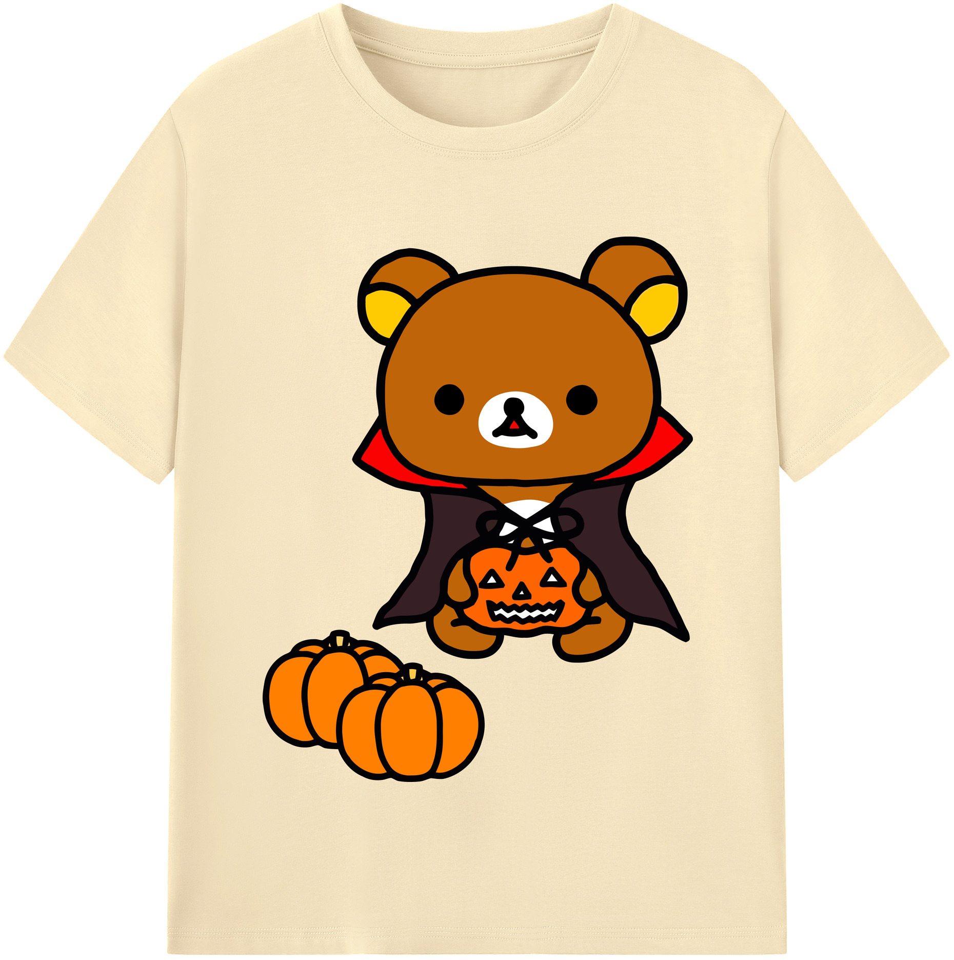 （画像用） リラックマ リラックマ キイロイトリ Rilakkuma Korilakkuma Kiiroitori 綿100％半袖Tシャツ（フロントプリント）